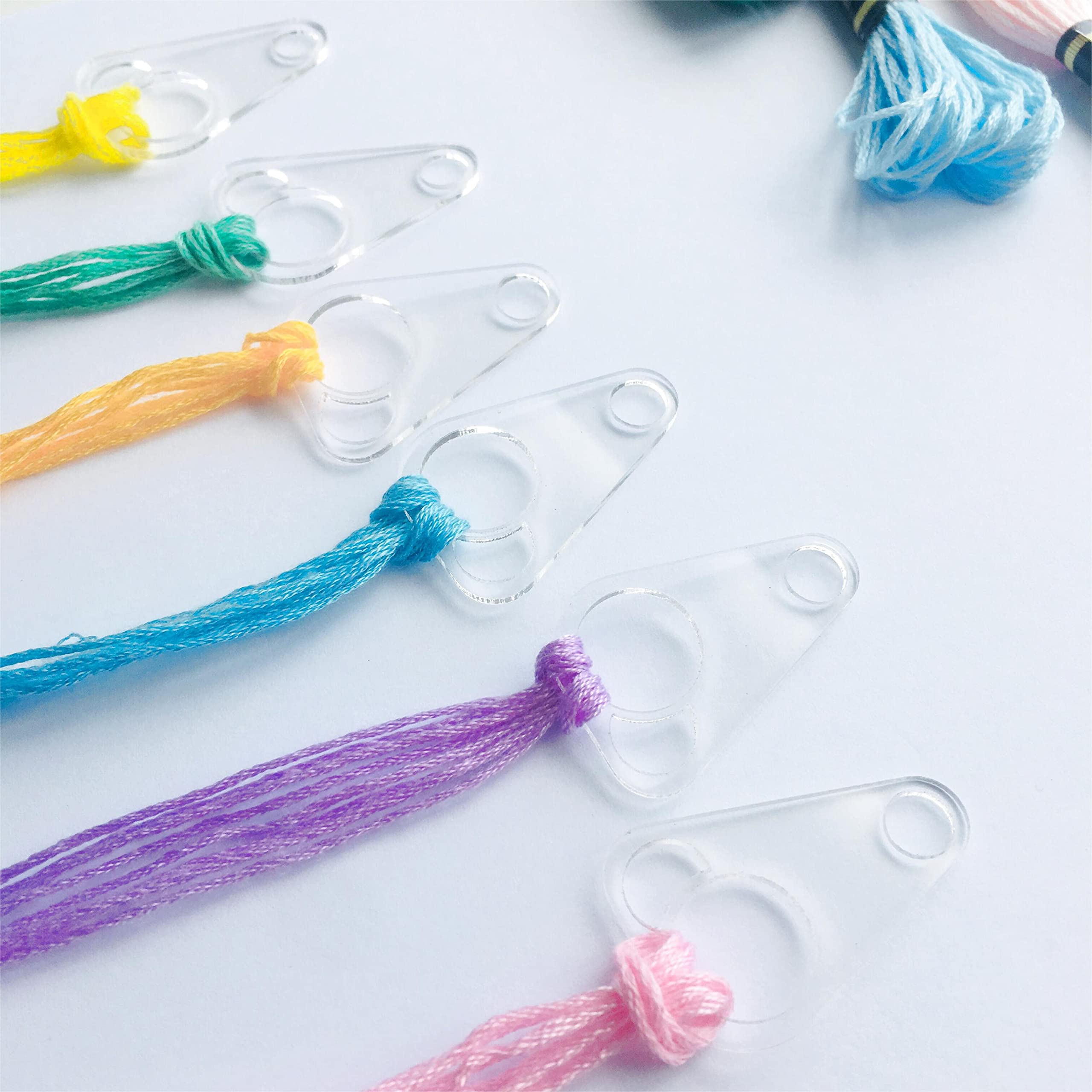 20-Piece Clear Acrylic Floss Drops for Embroidery Thread Organization - Durable Floss Chips for Crafting, Cross Stitch & DIY Projects - Perfect for Needlework Storage and Display