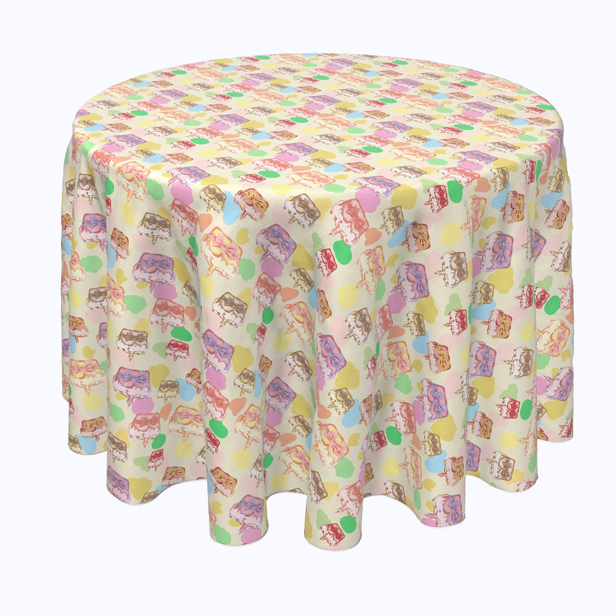 120 Inch Round Tablecloth - 100% Polyester Washable Fabric for Easter Party Decorations, Retro Cake Table Cover, Perfect for Holiday Dining, Wedding Reception & Birthday Celebrations