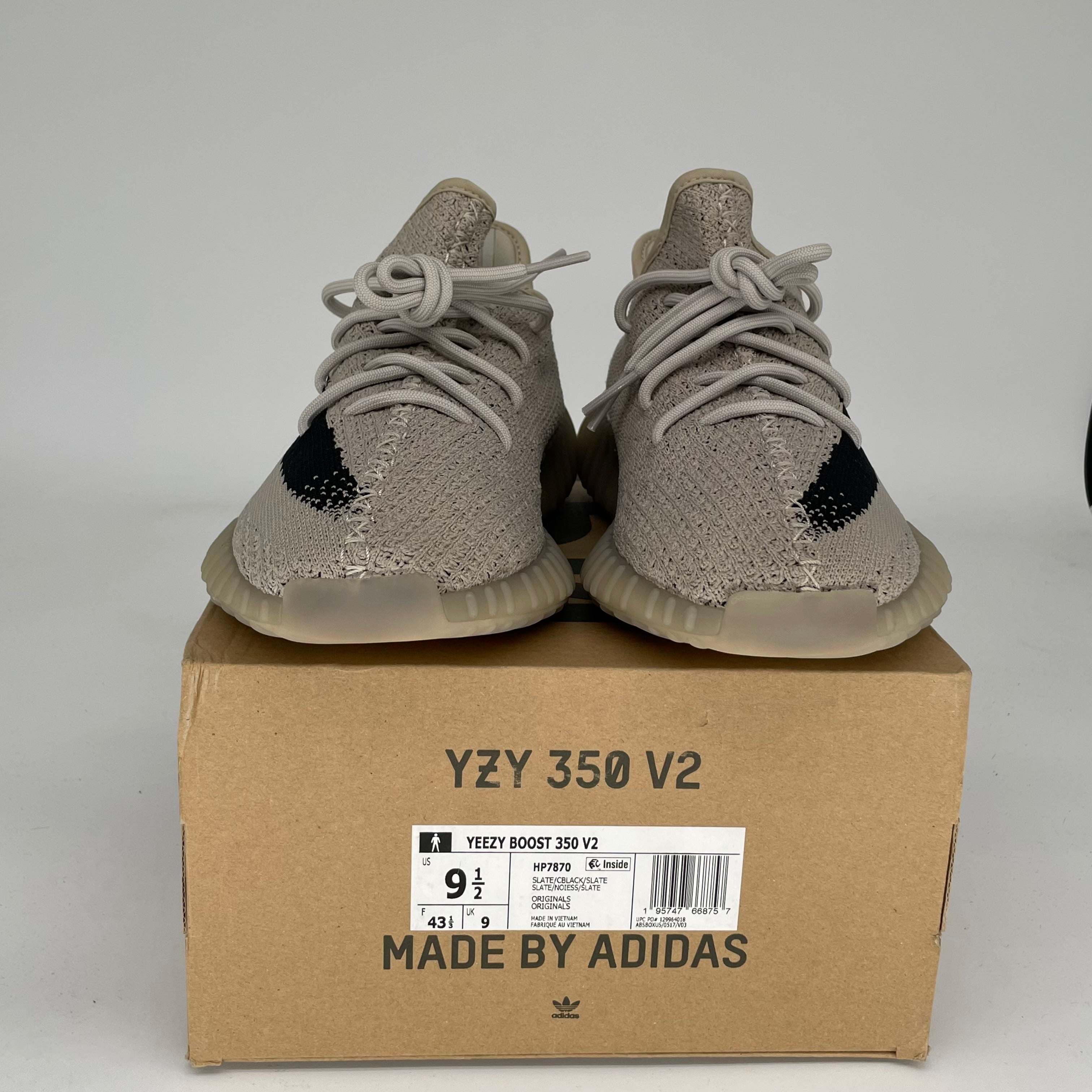 Adidas Yeezy Boost 350 V2 Slate Grey Sneakers - Men's Size 9.5 (HP7870) | Comfortable Running Shoes for Gym, Workout & Casual Wear
