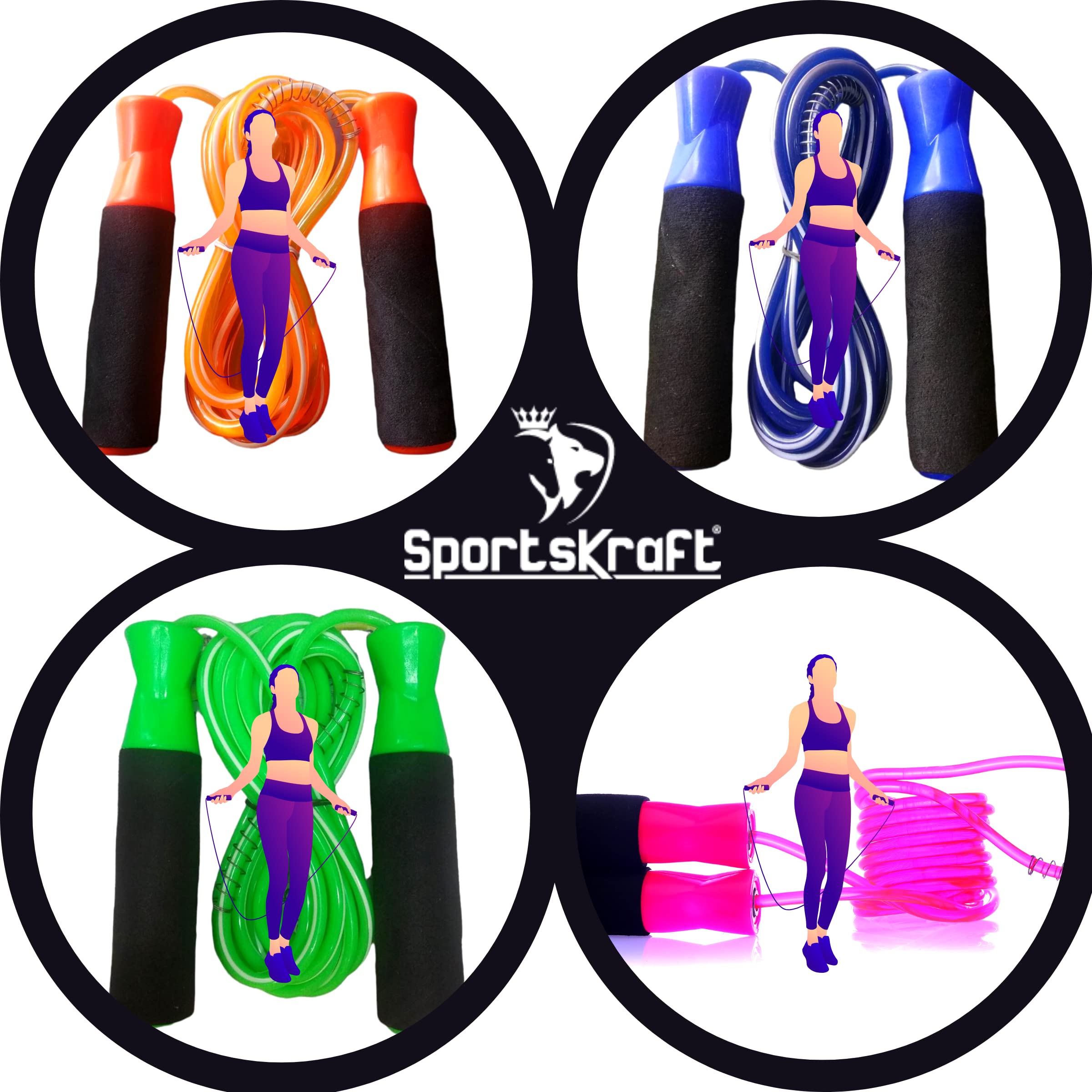 Naaisha Fitness & Sports Jump Rope Combo - Shuttler 1000 Nylon Skipping Rope with Multicolor Pack (Ideal for Cardio, HIIT, Boxing & Home Workouts)