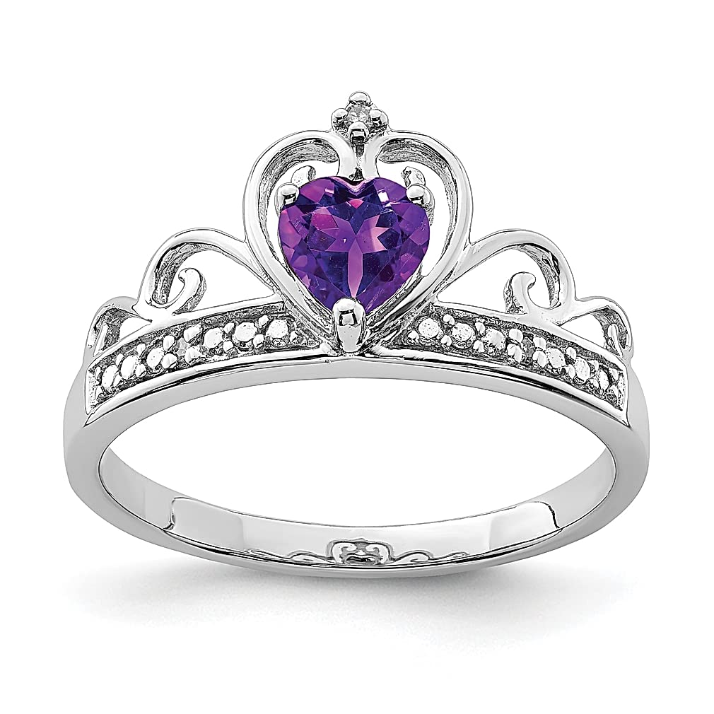 925 Sterling Silver Diamond & Purple Amethyst Teardrop Ring - Elegant Crown Gemstone Jewelry for Women | Perfect Gift for Her, Birthday, Anniversary & Special Occasions | Ideal for Weddings, Parties & Everyday Wear