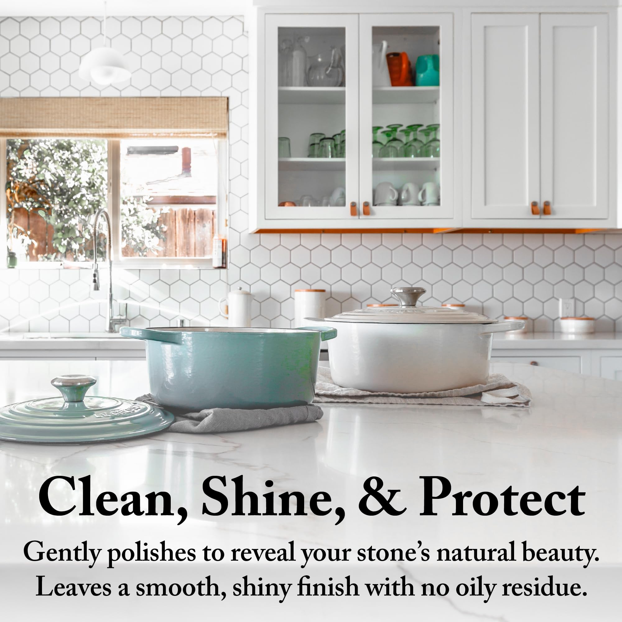 Goddard's Granite & Marble Polish with Carnauba Wax - 8oz Stone Cleaner & Protector for Countertops, Tile, Floors - Removes Water Stains & Restores Shine - Perfect for Kitchen, Bathroom & Outdoor Stone Surfaces
