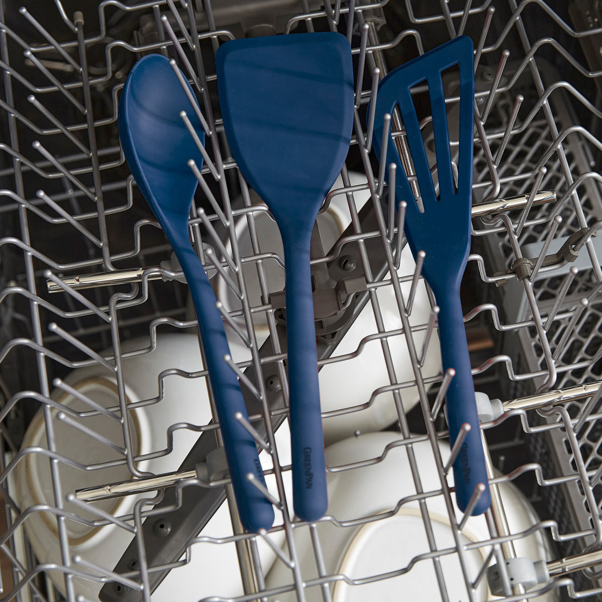 Premium Platinum Silicone 3-Piece Kitchen Utensil Set - Heat Resistant, Non-Stick, BPA Free (Navy Blue) - Perfect for Cooking, Baking & Serving - Ideal for Non-Stick Pans & Everyday Kitchen Use