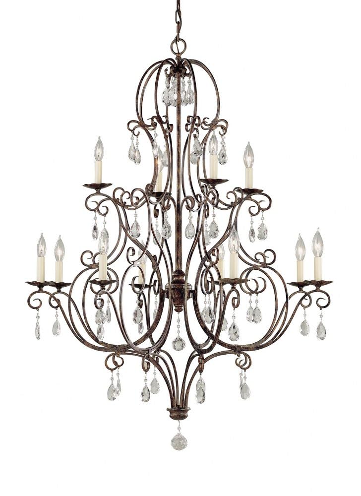 Feiss Lighting Chateau Chandelier 12-Light Traditional Crystal Ceiling Fixture - Elegant Dining Room Lighting for Home Decor