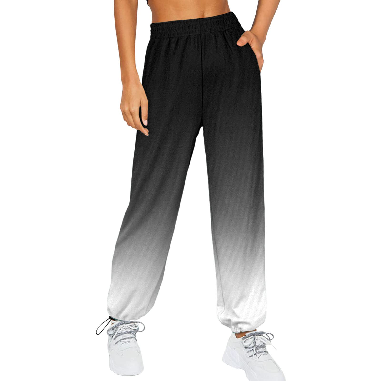 Women's High Waist Joggers with Pockets - Stretchy Lounge Yoga Running Pants, Baggy Sweatpants with Cinch Bottom for Workout, Yoga, Travel & Sleep
