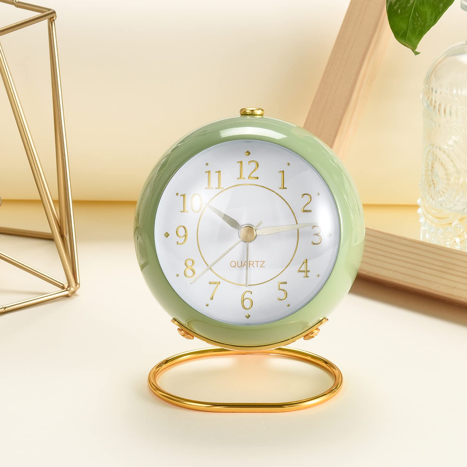 Vintage Analog Alarm Clock with Soft Backlight - Silent Non-Ticking Battery Powered Desk Clock for Bedroom, Kids Room, Office & Travel - Perfect Night Light for Bedside, Kitchen & Study (Blue)