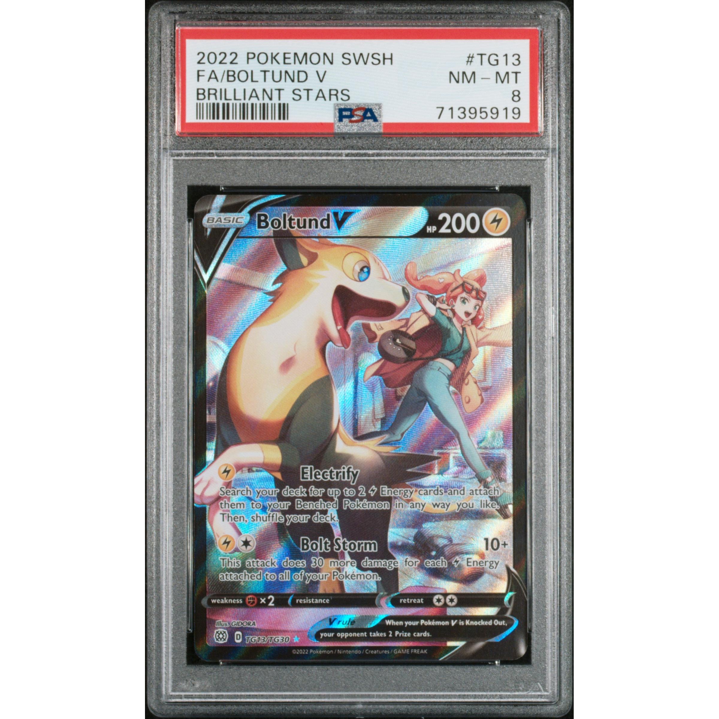 2022 Pokemon Brilliant Stars Boltund V TG12/TG30 PSA 8 Graded Card - Collectible Trading Card for Pokemon Fans & Competitive Play