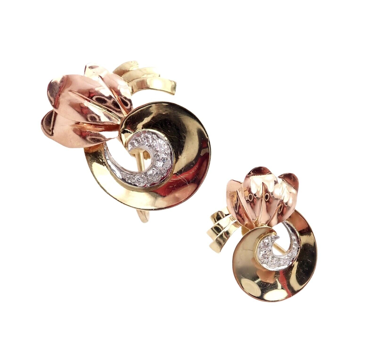 Vintage Tiffany & Co 14k Yellow Rose Gold Diamond Screwback Earrings - Authentic Luxury Jewelry for Women, Perfect for Weddings, Anniversaries & Special Occasions