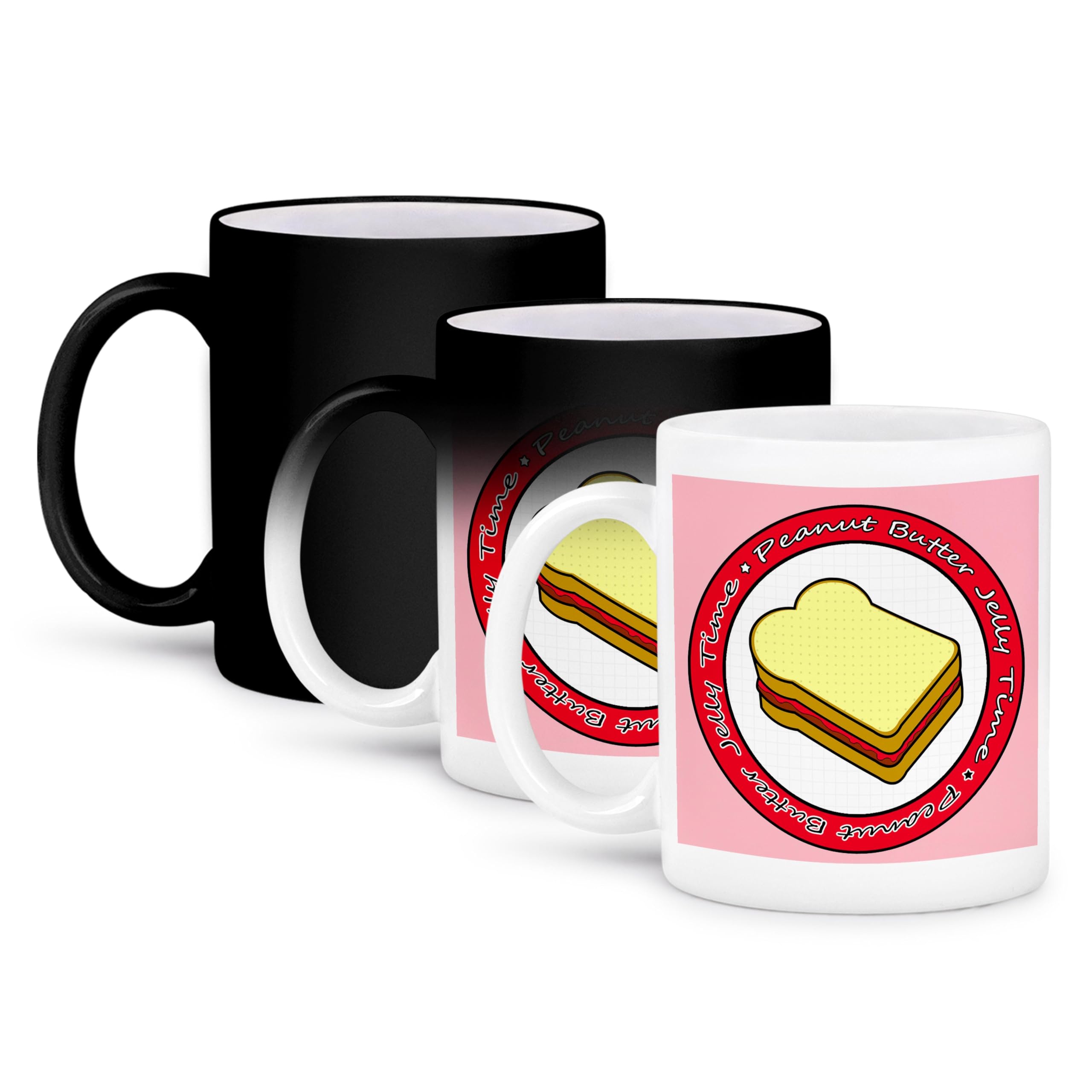 3D Rose 11oz Funny Coffee Mug - Peanut Butter Jelly Time Design with Strawberry Jelly Art - Novelty Gift for Coffee Lovers - Perfect for Office, Home Use & Gift Giving