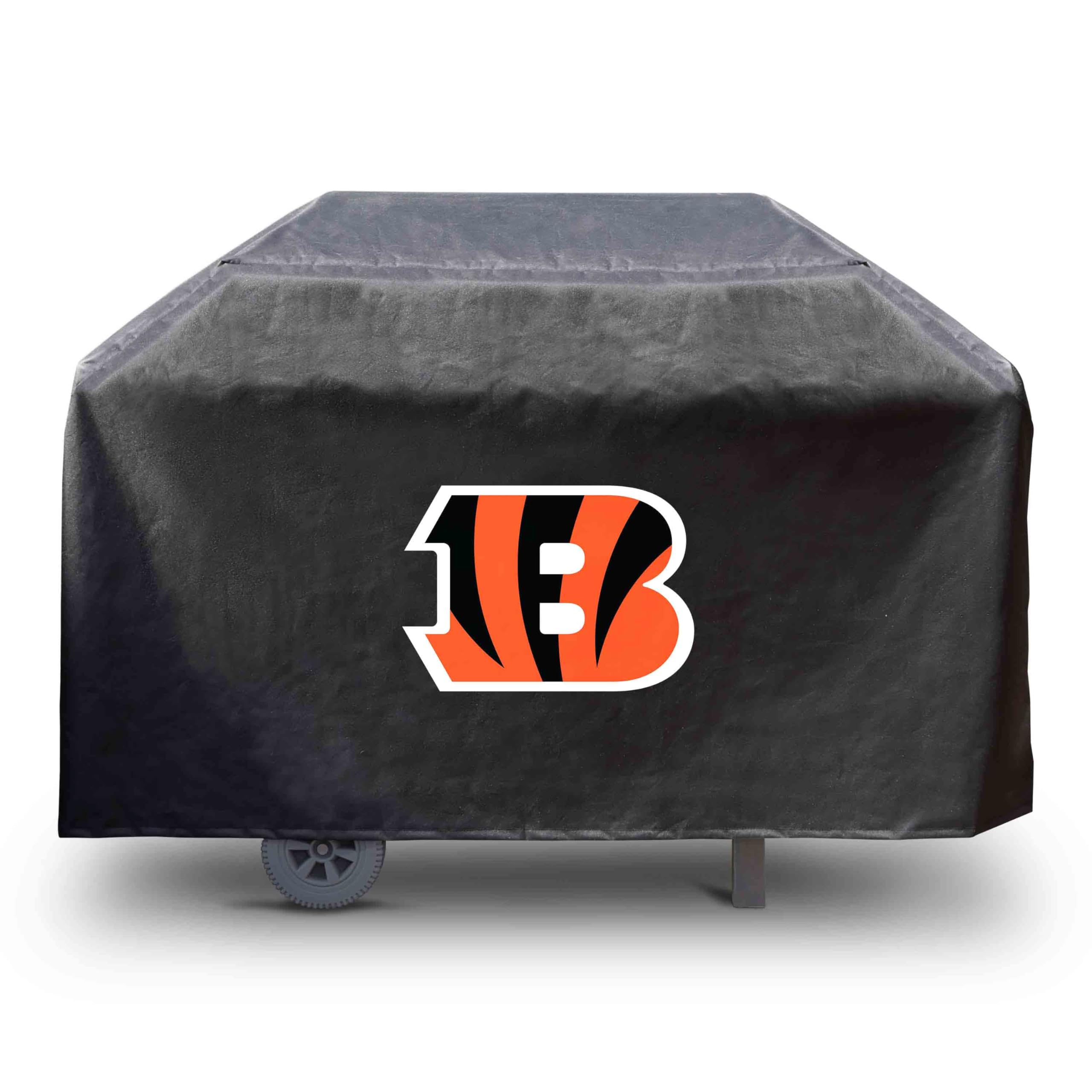 FANMATS NFL Cincinnati Bengals Black Rectangular Grill Cover - Fits 3 & 4 Burner Grills (68x21x35 Inches) - Durable BBQ Protection for Tailgating & Outdoor Cooking