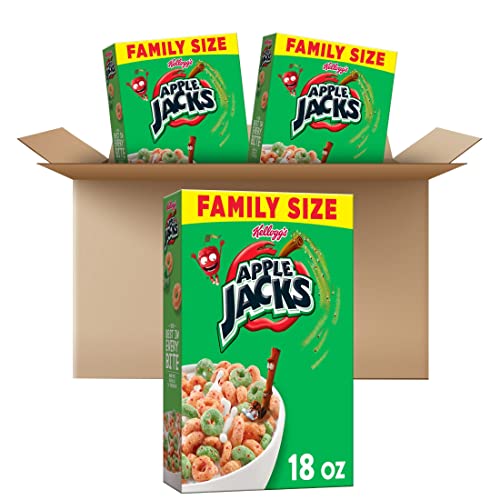 Kellogg's Apple Jacks Cold Breakfast Cereal - Original Flavor (3 Boxes) | Family Size with 8 Vitamins & Minerals | Kids Snacks & Healthy Breakfast for Busy Mornings | Perfect for School Lunches and On-the-Go Eating