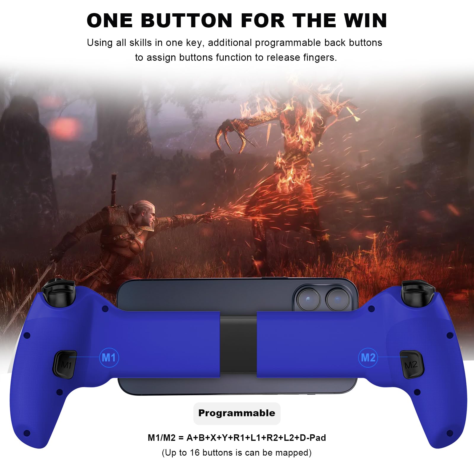 Wireless Controller for iPad, Tablet, iPhone, Android, PC, Nintendo Switch, PS3, PS4 - Gamepad Joystick with Turbo Function | Compatible with Mobile Cloud Gaming, PS5, PS4, Xbox, PC, iPhone 15/14 | Perfect for COD, Fortnite & Streaming Games - Blue