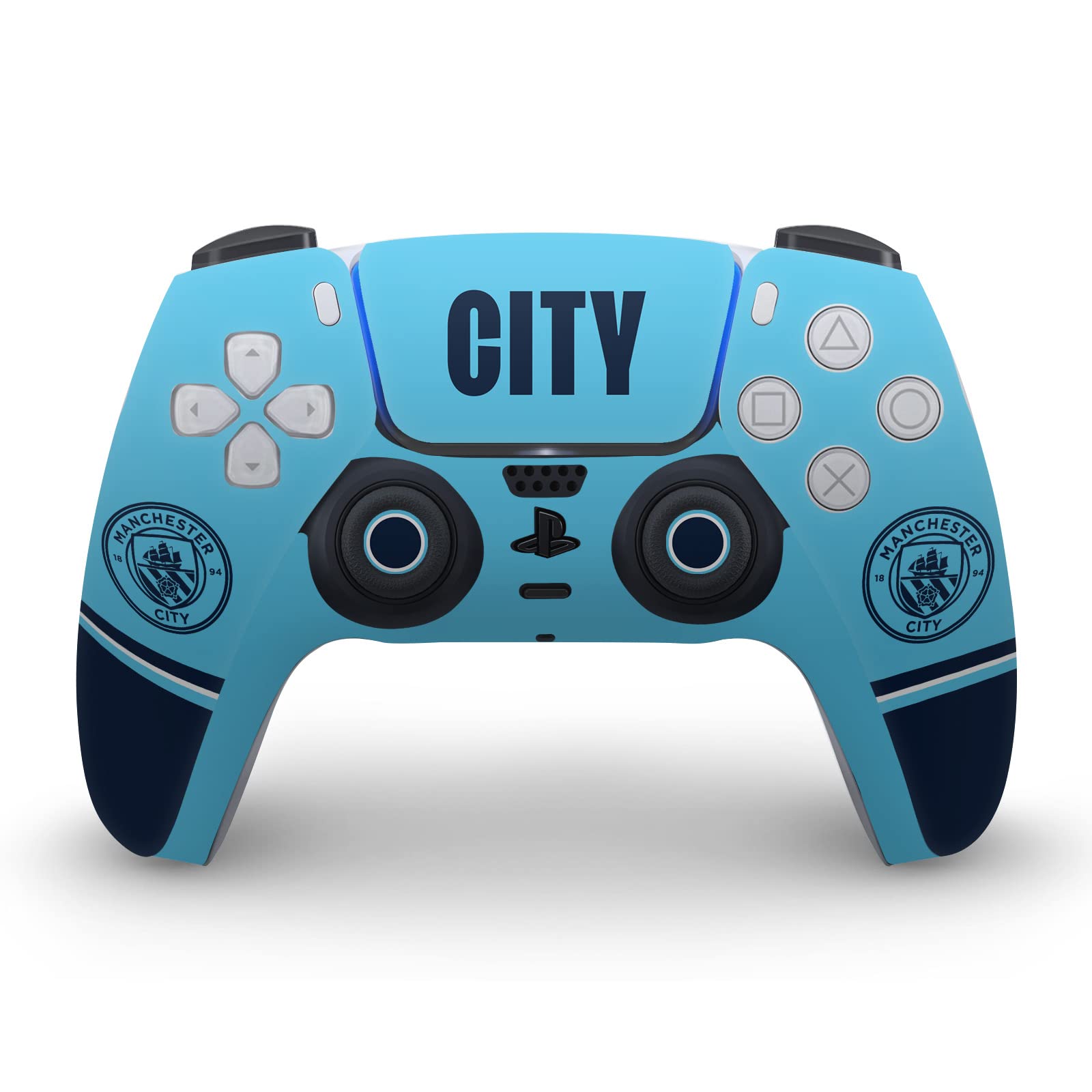 Officially Licensed Manchester City FC Badge Vinyl Skin Decal for Sony PS5 & DualSense Controller - Gaming & Home Decor Accessory for Football Fans