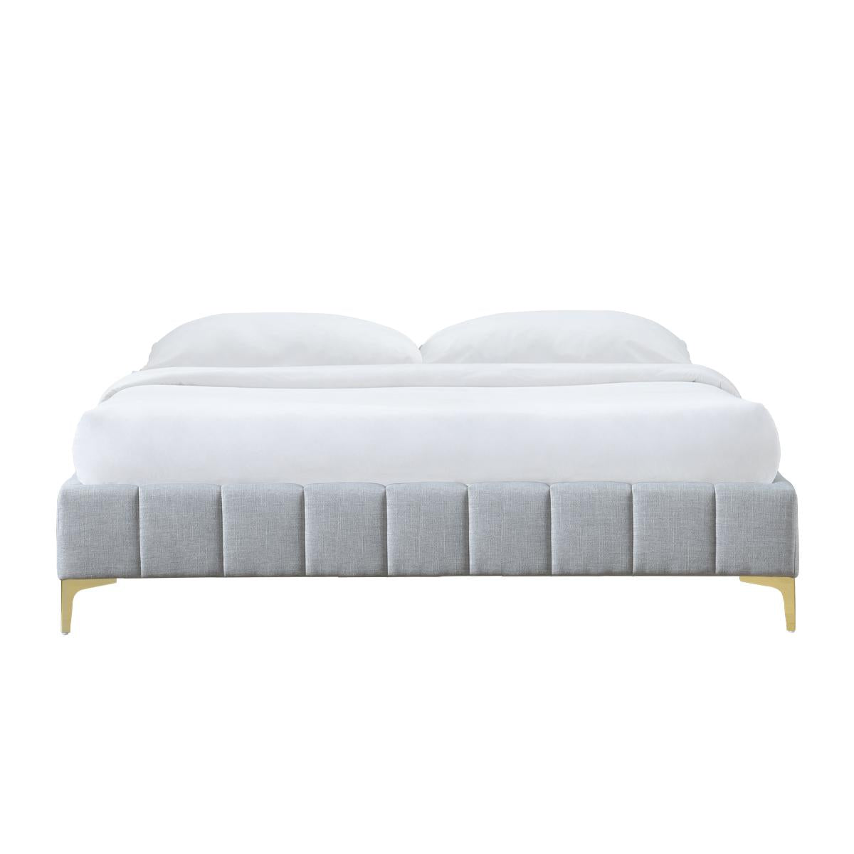 Georgia Fabric King Bed Frame - Upholstered Platform Bed with Wooden Slats, Noise-Free Support for Master Bedroom & Guest Room - Easy Assembly & Modern Design
