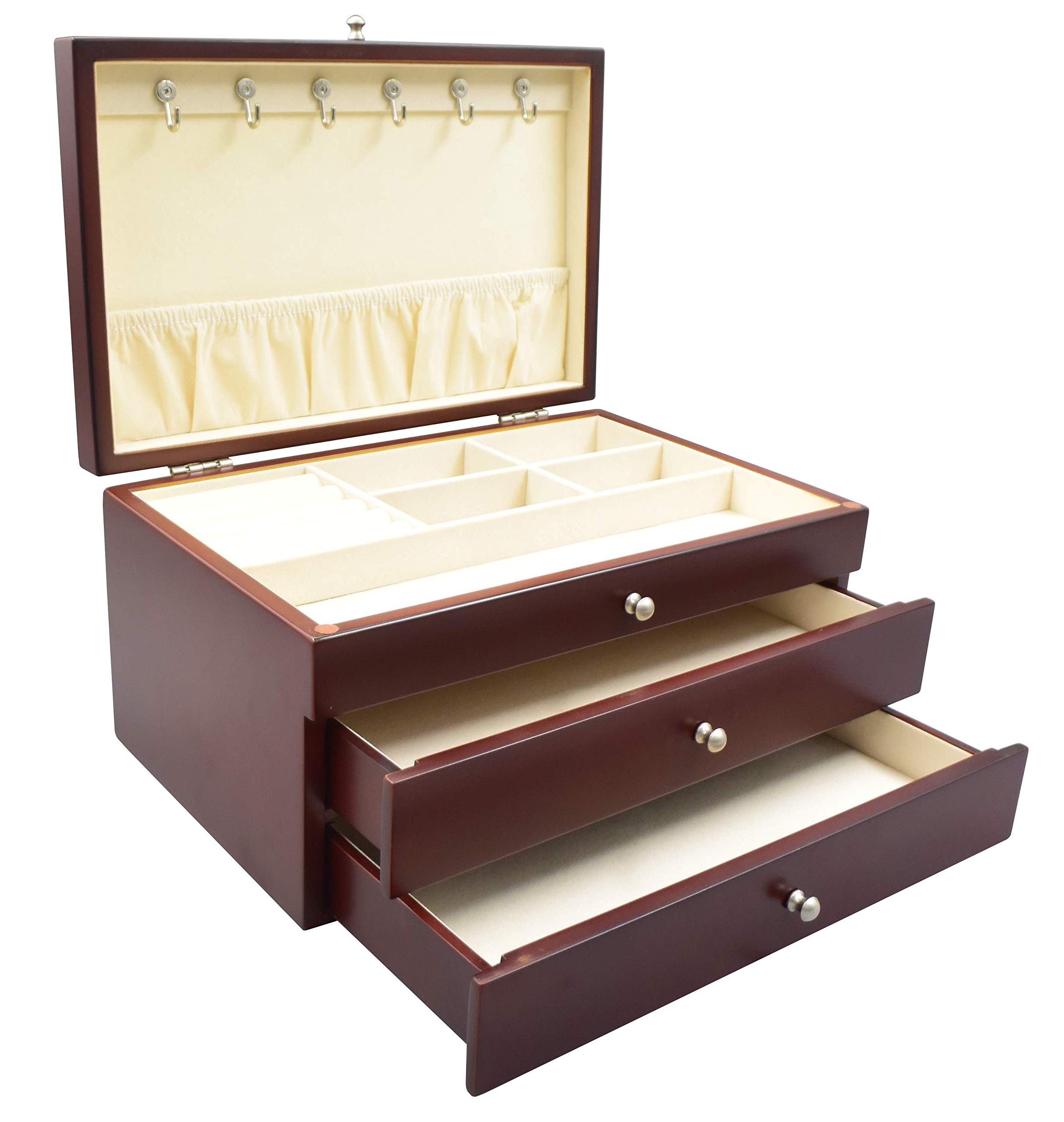 Elegant Walnut Finish Jewelry Box - Handcrafted Wooden Jewelry Organizer for Necklaces, Rings & Earrings | Perfect Gift for Women, Brides & Anniversary | Home Decor & Dresser Storage Solution