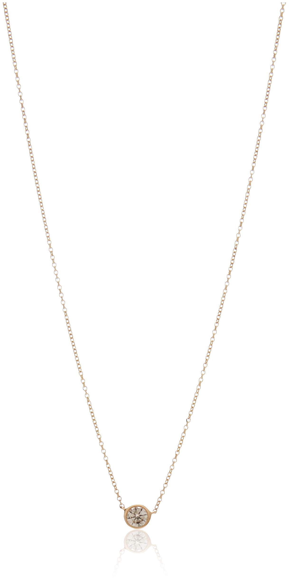 14K Gold Bezel Set Solitaire Adjustable Pendant Necklace for Women - Elegant Layering & Everyday Wear | Amazon Collection
