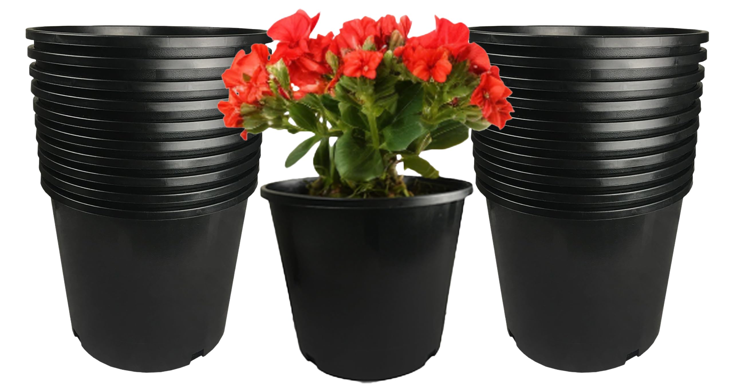 20-Pack 3 Gallon Premium Black Plastic Nursery Pots - Heavy Duty Plant Containers for Gardening, Landscaping & Indoor/Outdoor Plants - Perfect for Vegetables, Flowers, Herbs & Seedlings