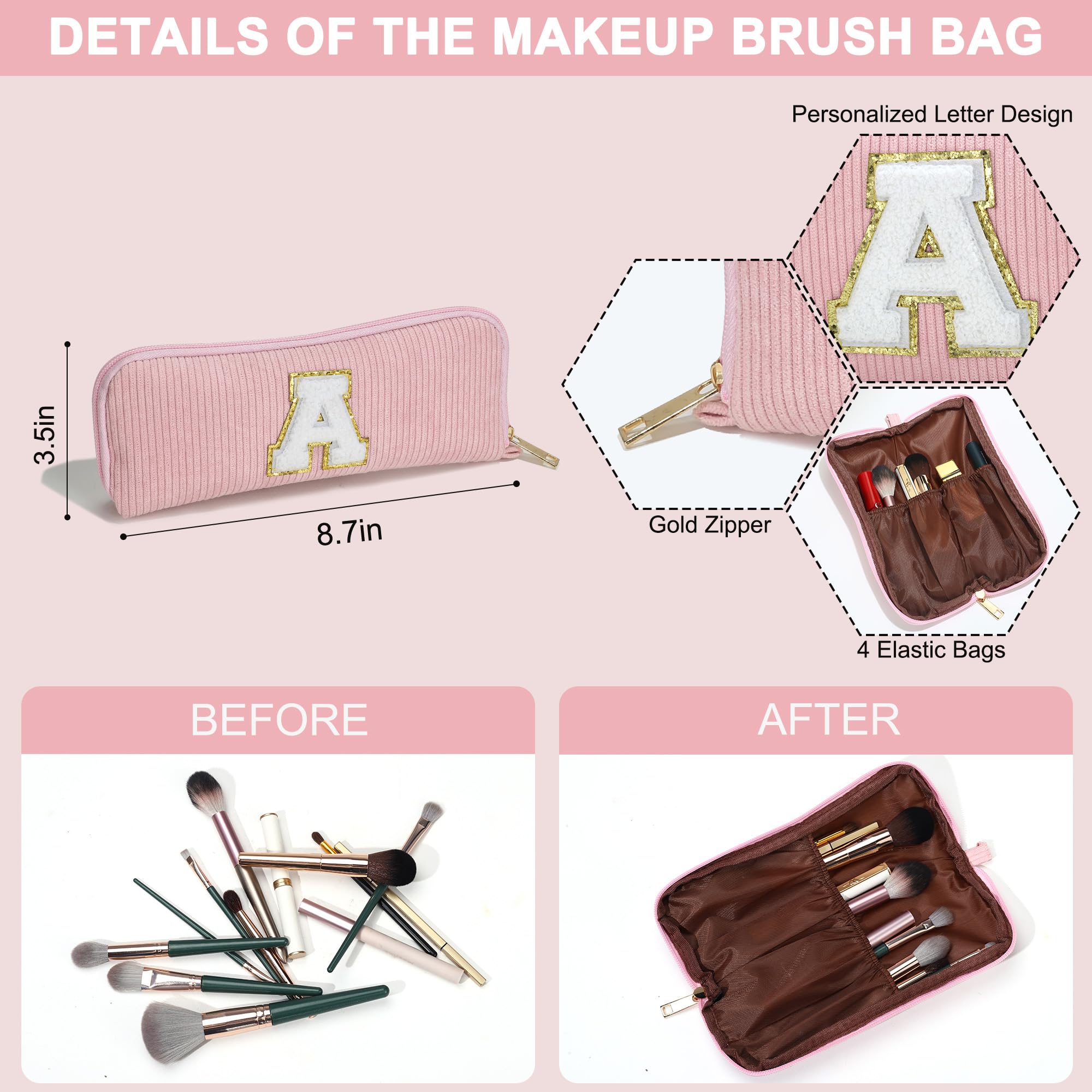 Personalized YOOLIFE Monogram Travel Makeup Bag - Cute Cosmetic Organizer for Women & Teens | Easter, Birthday Gift Idea for Girls, Best Friends | Perfect for Travel, Gym, School & Daily Use