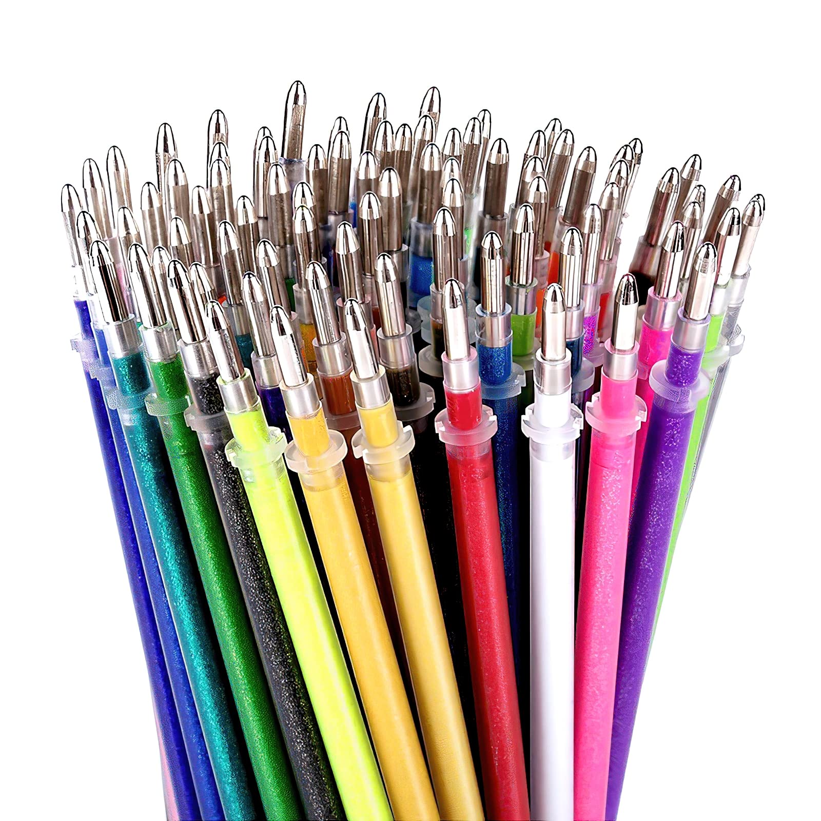 YYMIYU Glitter Gel Pens Refills - 120 Neon Glitter Gel Refills for Adult Coloring Books, Journaling, Crafting, Doodling & Drawing | Perfect for DIY Art Projects, Scrapbooking & Hand Lettering