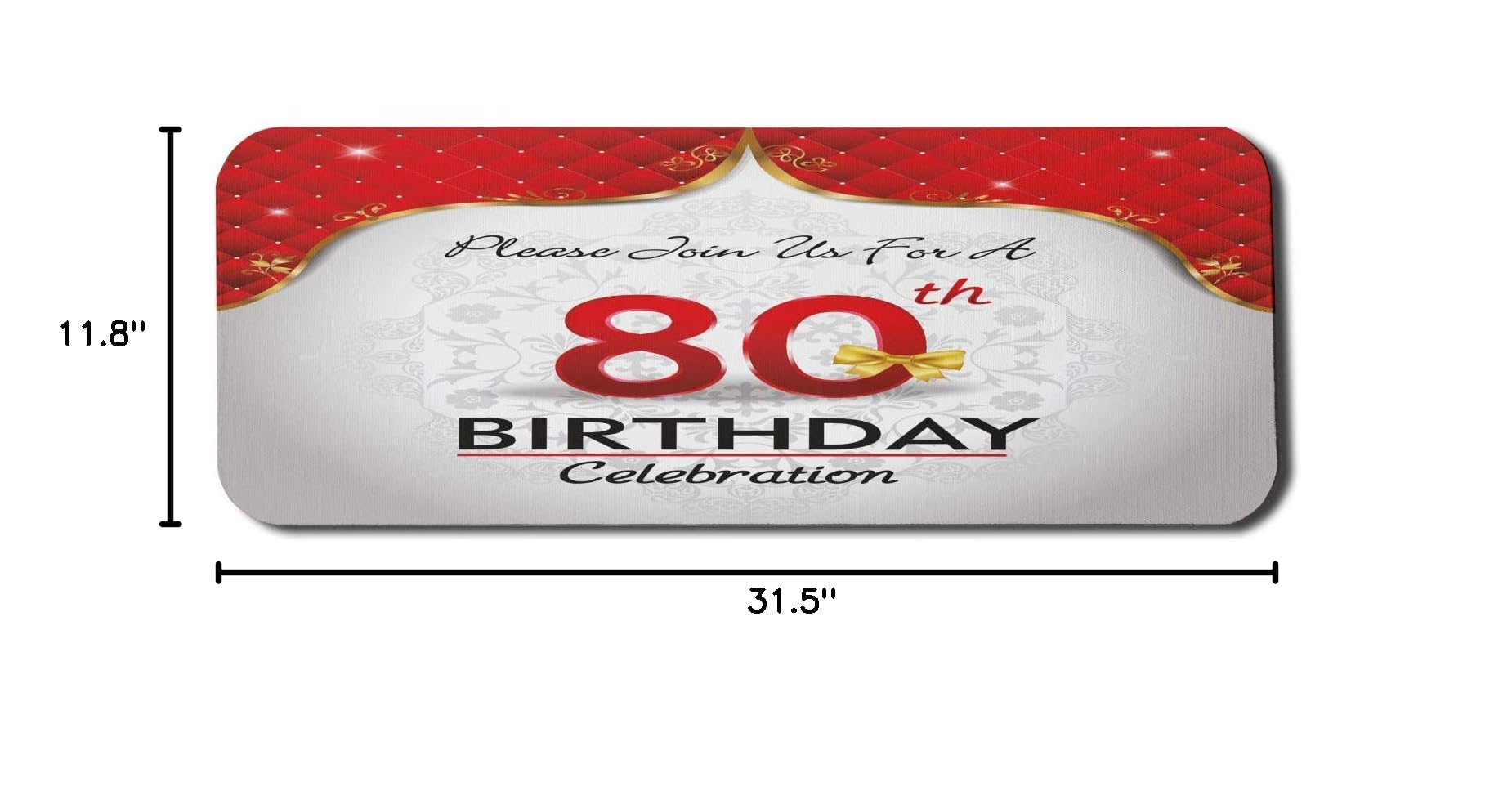 Ambesonne Large 80th Birthday Computer Mouse Pad - 31