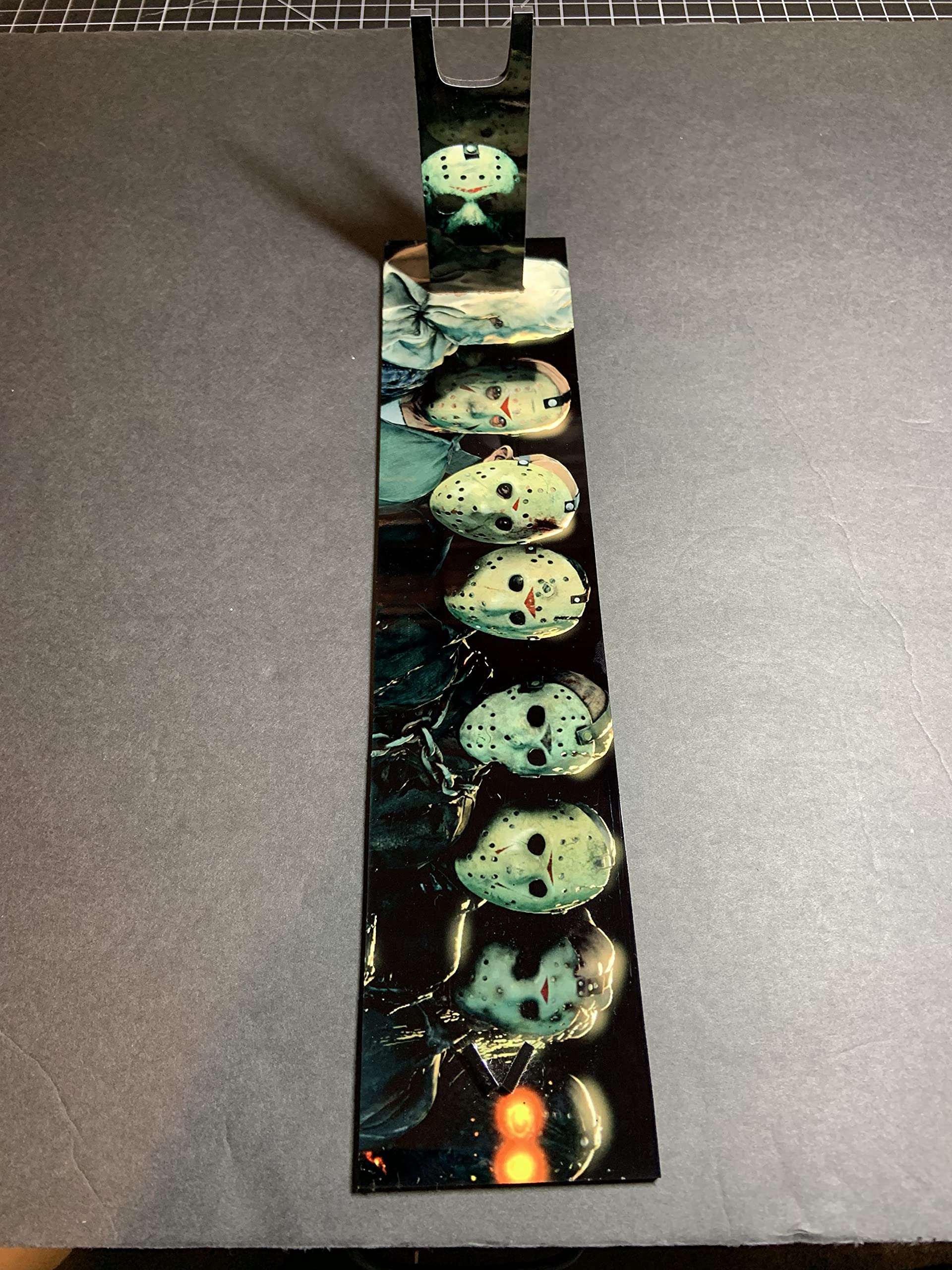 Jason Voorhees Friday the 13th Machete Replica with Sublimated Stand - Perfect for Horror Movie Collectors, Halloween Decor & Cosplay Props