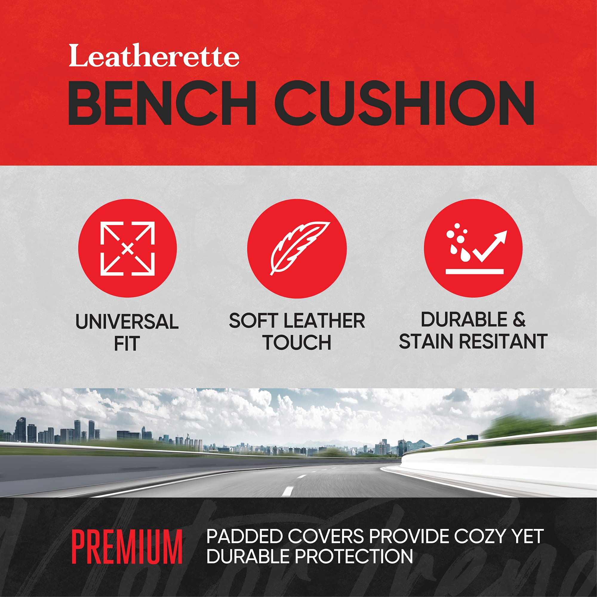 Motor Trend Faux Leather Car Seat Cover for Cars, Trucks & SUVs - Beige Padded Bench Cover with Storage Pockets | Premium Interior Protection | Perfect for Road Trips, Daily Commutes & Family Travel