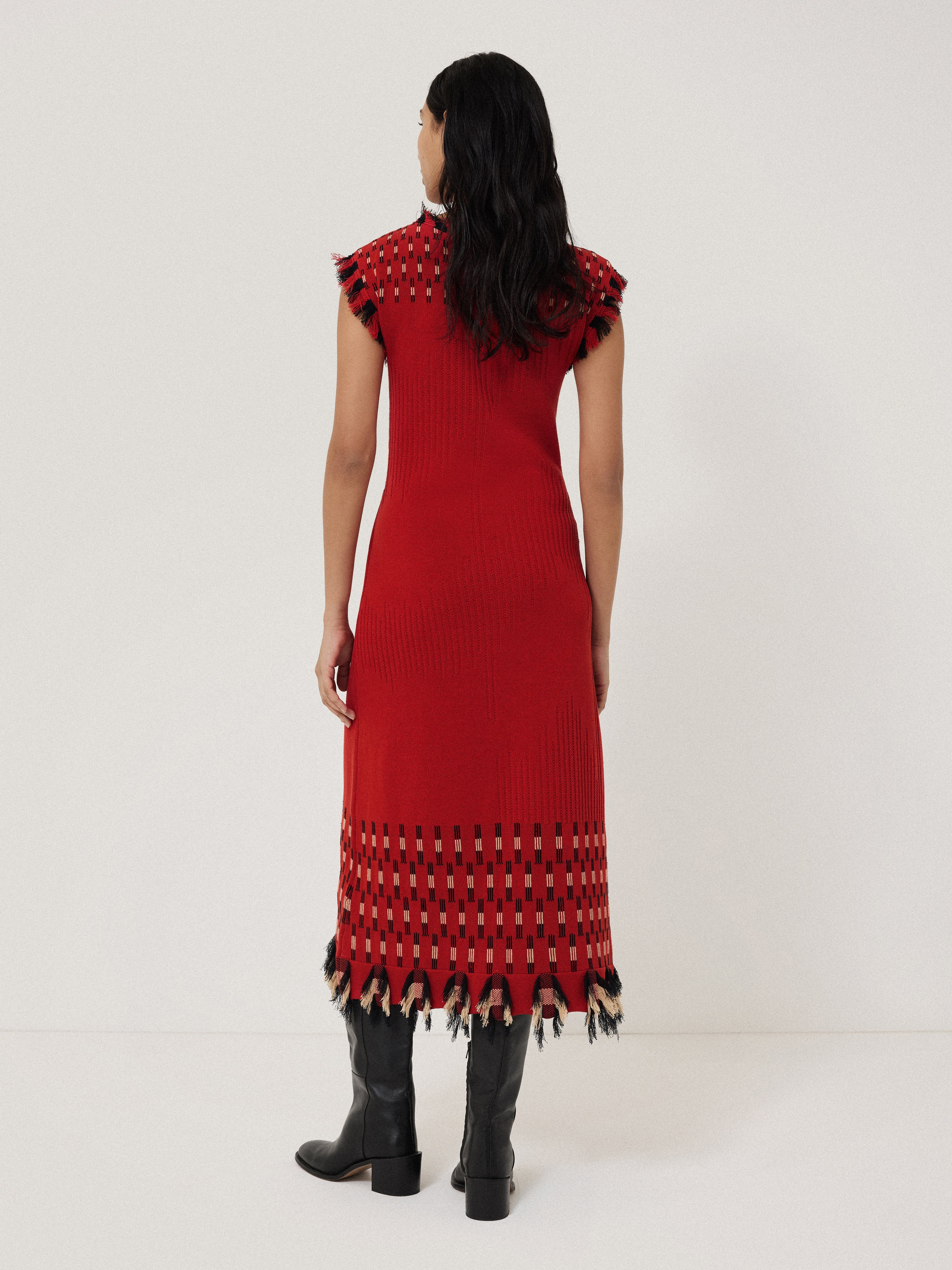 Stylish Fringe Texture Knit Dress in Vibrant Orange - Perfect for Casual Outings, Parties & Boho Fashion Looks