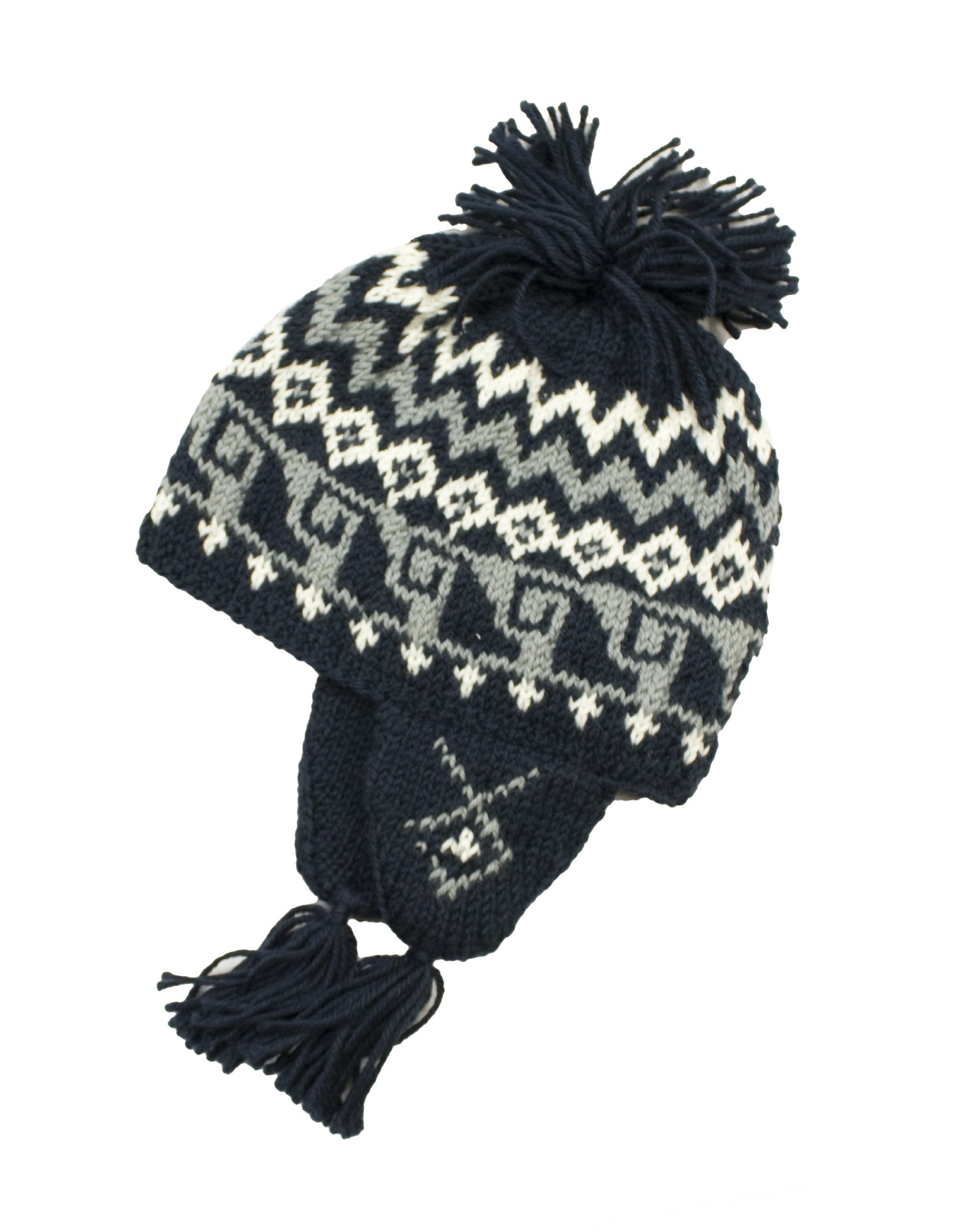 Handmade Crochet Beanie Hat for Women & Men - Black & White Winter Knit Hat with Earflaps - Warm & Stylish for Outdoor Activities, Skiing, and Casual Wear