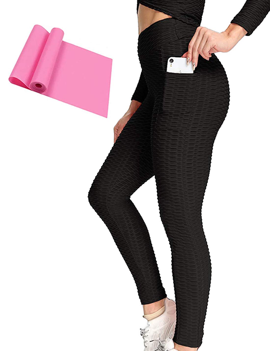 High Waist Yoga Pants for Women - Tummy Control Butt Lifting Workout Leggings with Pockets & Resistance Band | Perfect for Gym, Running, Pilates & Lounge Wear