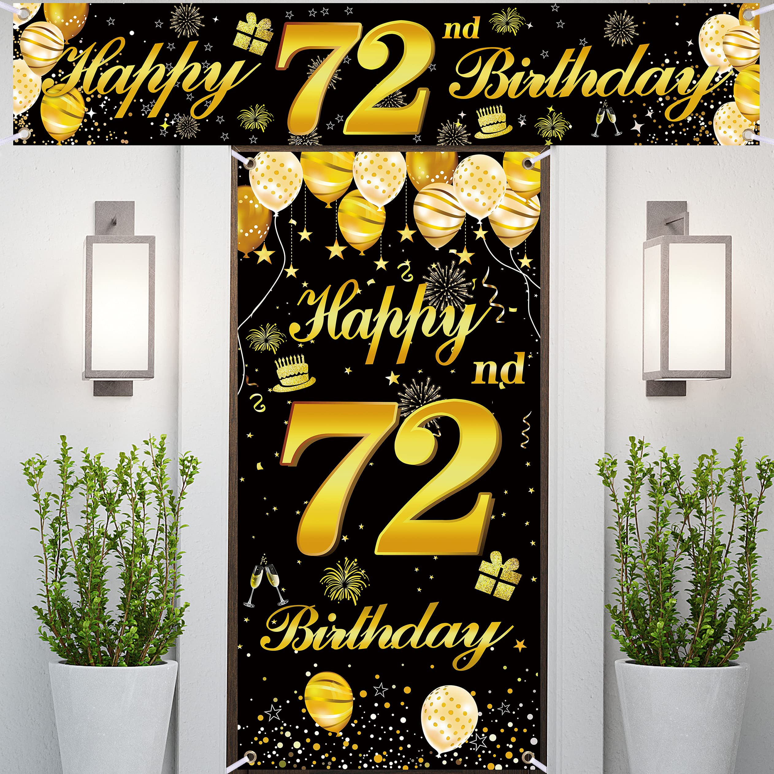72nd Happy Birthday Door Banner - Birthday Party Decorations for Men - Large Birthday Backdrop Sign - Perfect for Home, Office & Outdoor Celebrations