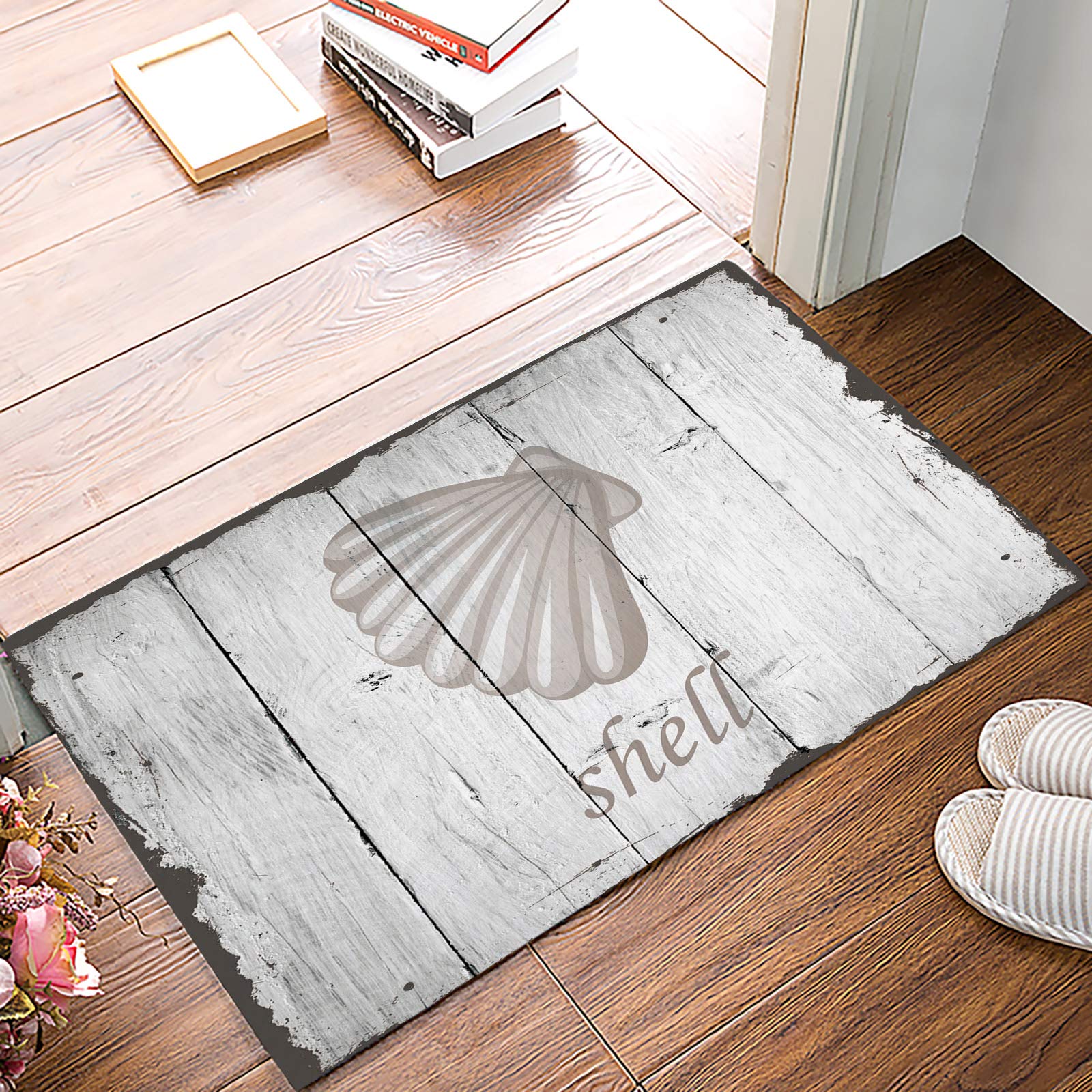 Prironde Non-Slip Doormat - 16x24 Inch Patriotic American Flag Welcome Rug with Ocean Ship Design for Front Door, Bathroom, Bedroom, Kitchen & Office - Perfect for Independence Day Decor & Home Entryway Protection