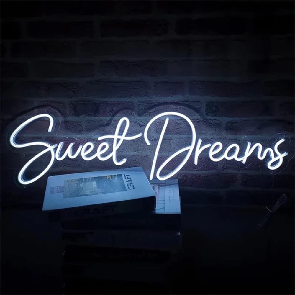 Custom Sweet Dream Neon Sign LED Lamp - 21x8.1 Inch Wall Decor for Wedding, Party & Valentine's Day Proposal | Bedroom, Living Room & Cafe Aesthetic Lighting