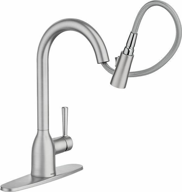 Moen Adler 87233 Chrome Pull-Down Spray Kitchen Faucet - Modern Design for Easy Dishwashing & Food Prep