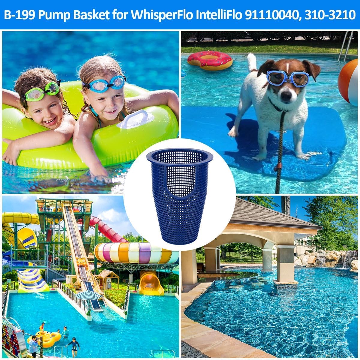 Pentair Whisperflo & Intelliflo Pump Strainer Basket Replacement (Model 91110040, 070387, B-199, B199) - Durable Pool Pump Filter Basket for Clean Water Circulation - Perfect for Inground & Above Ground Swimming Pools