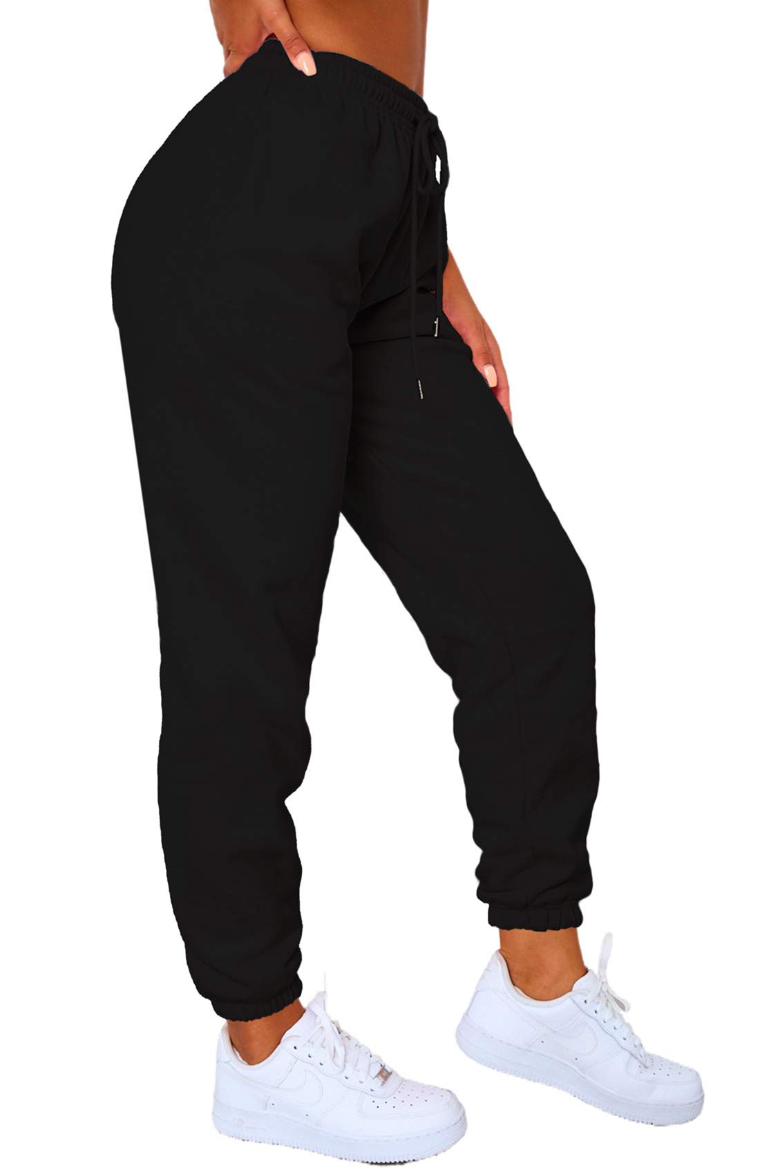 Waitfairy Women's High Waist Baggy Sweatpants with Pockets - Soft Jogger Pants for Lounge, Yoga & Running - Comfortable Casual Workout Pants