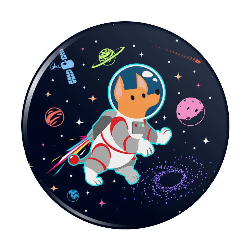Cosmonaut Astronaut Dog in Space with Planets and Stars Enamel Pin - Cute Space-Themed Collectible for Backpacks, Jackets & Pin Collections