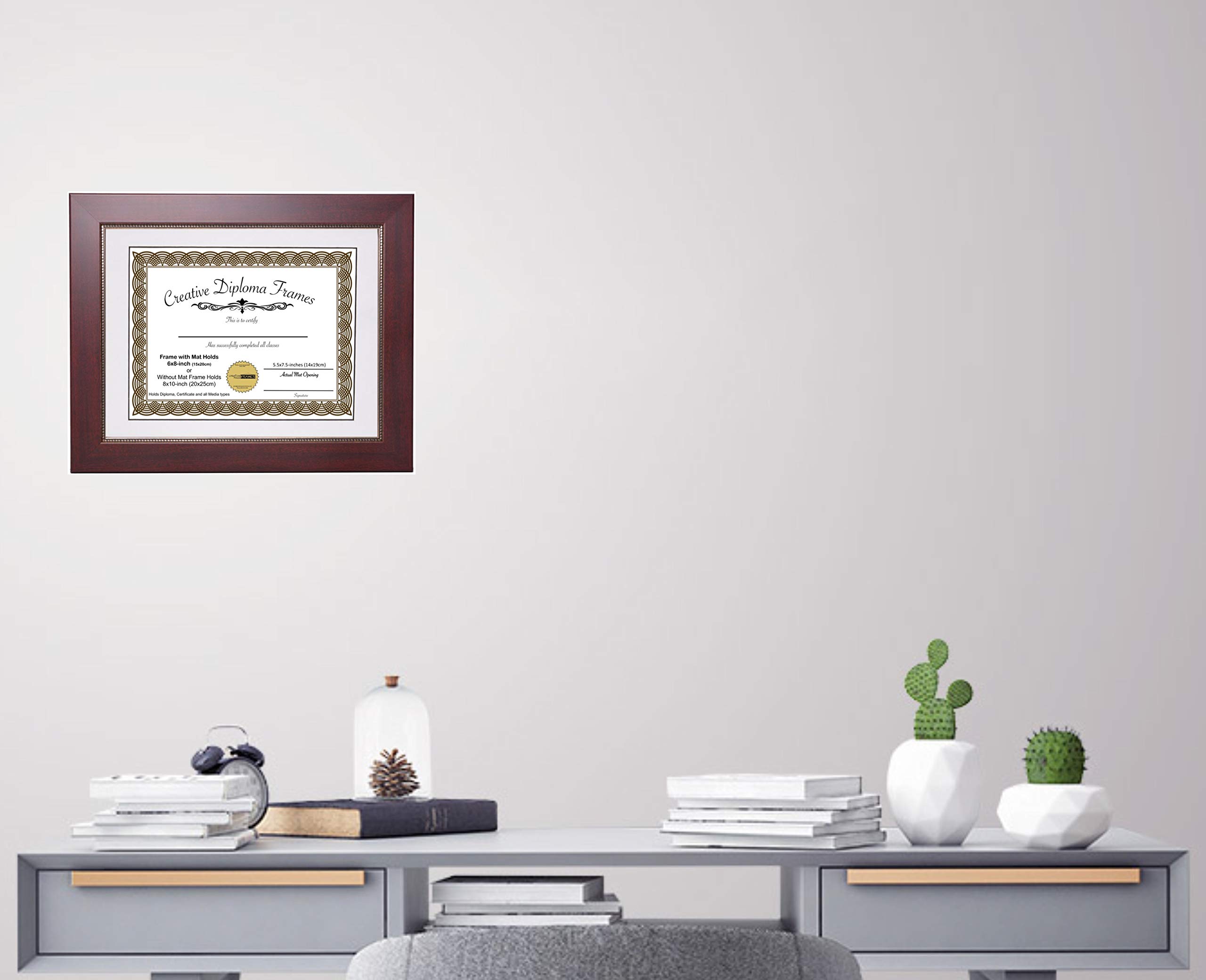 Premium 8.5x11 Empire Mahogany Diploma Picture Frame with White Mat, Glass Front & Wall Hangers - Holds 11x14 Photos - Perfect for Graduation Diplomas, Certificates & Office Decor