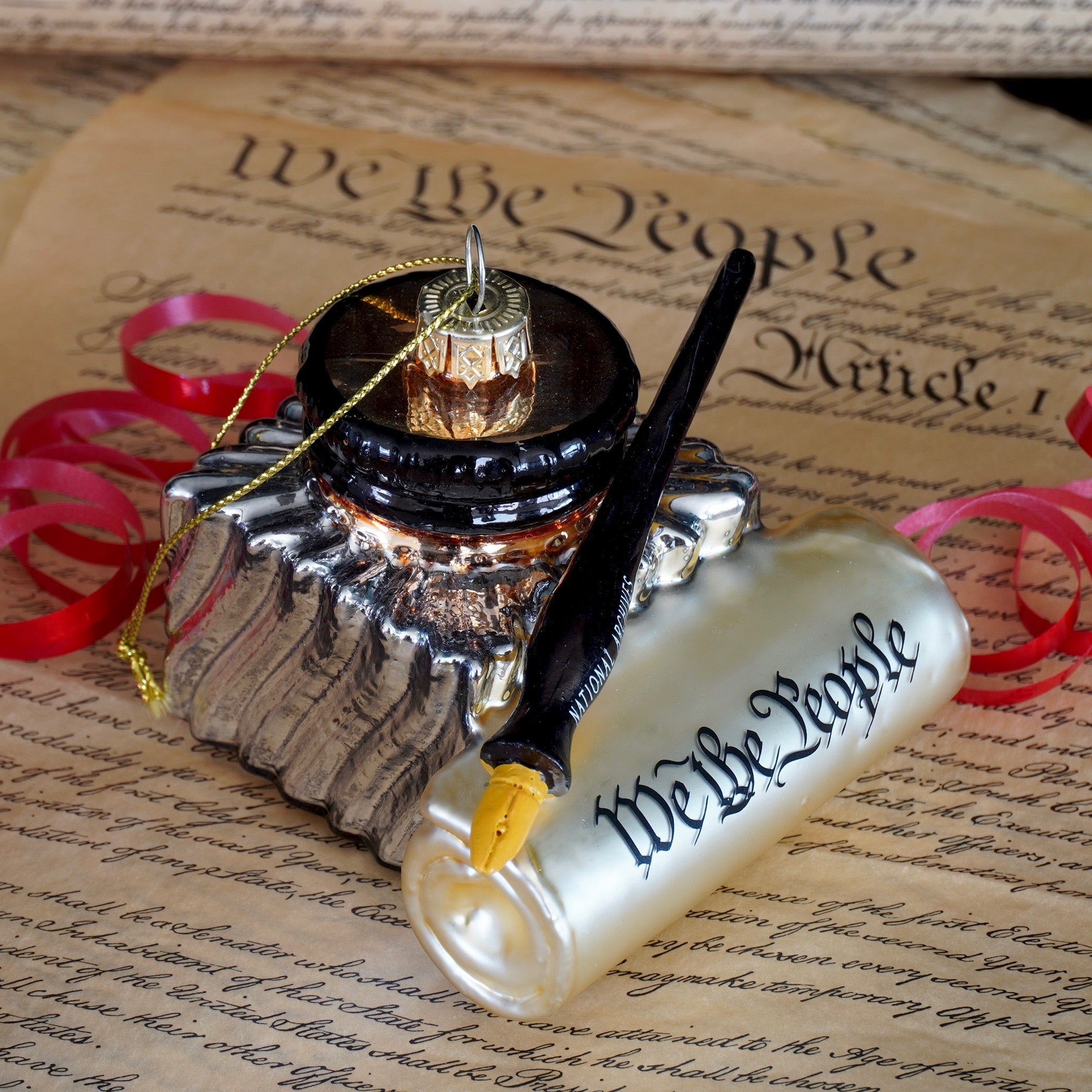 Authentic Replica US Constitution Scroll Ornament - Perfect for Patriotic Home Decor, Historical Gifts & 4th of July Celebrations