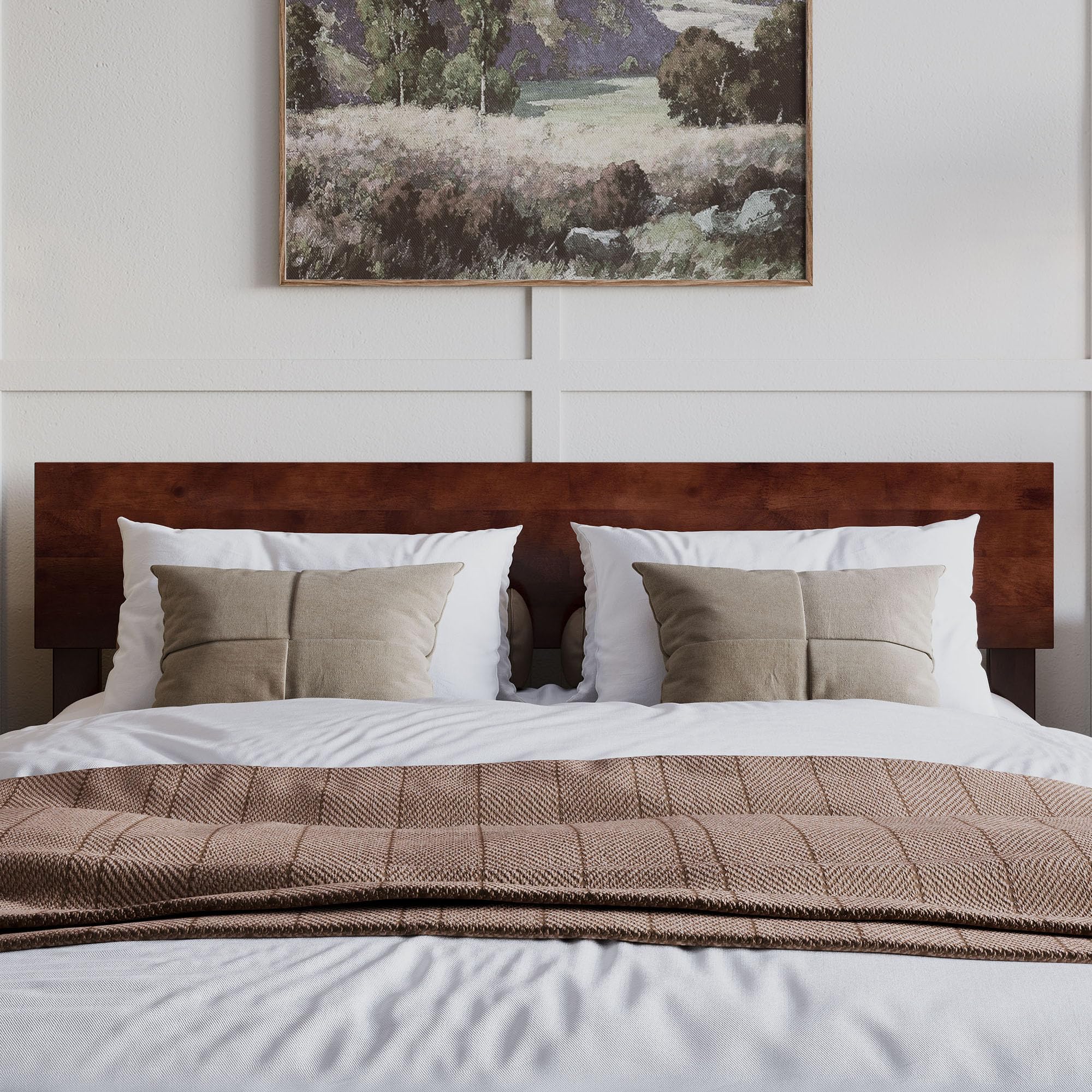AFI Orlando Modern Solid Wood Queen Size Headboard in Walnut Finish - Perfect for Bedroom Decor and Contemporary Home Furniture