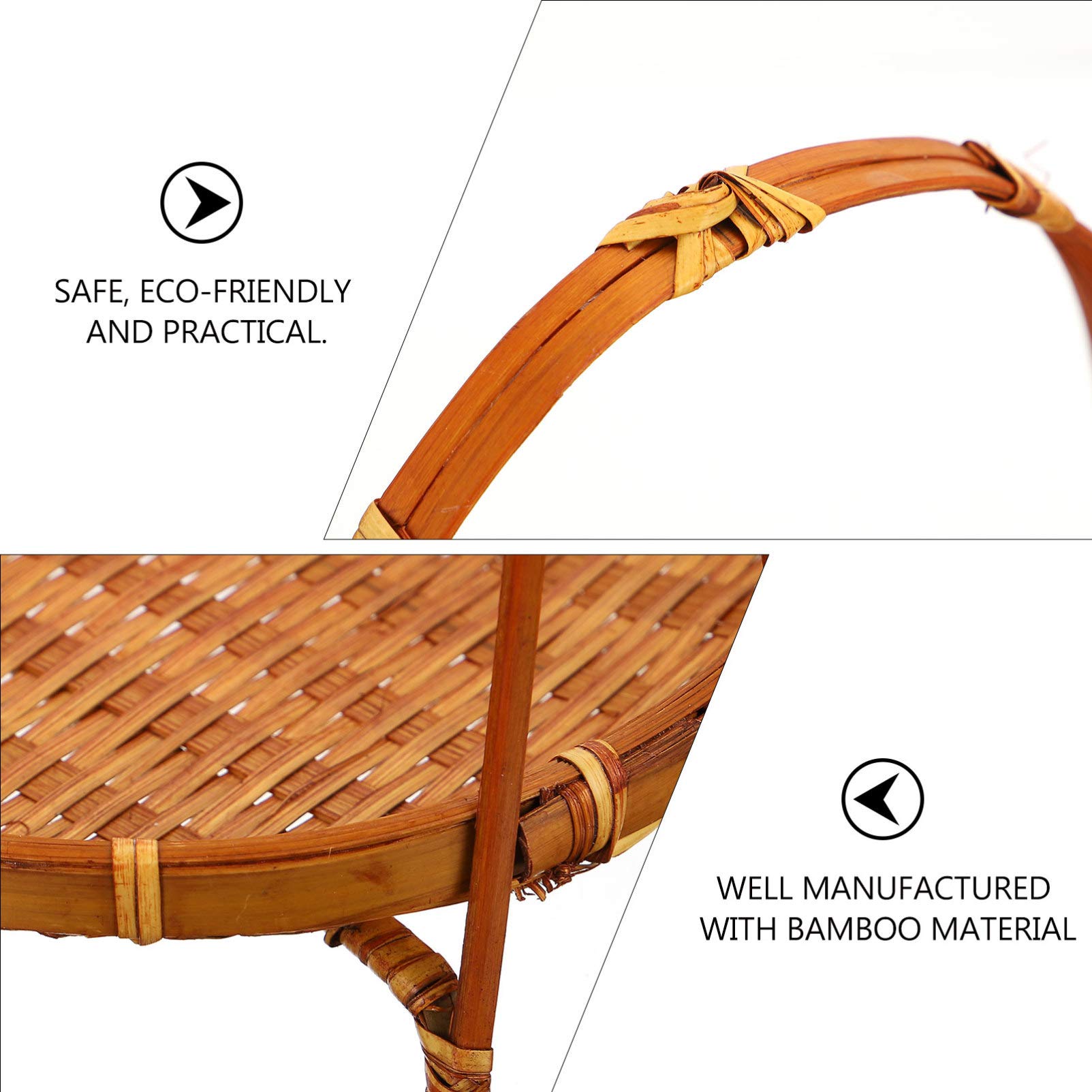 Eco-Friendly Woven Bamboo Basket - Round Rattan Tray for Fruits, Bread, Snacks & Candy | Natural Wicker Organizer for Kitchen, Dining Table & Home Decor | Perfect for Picnics, Parties & Gift Giving