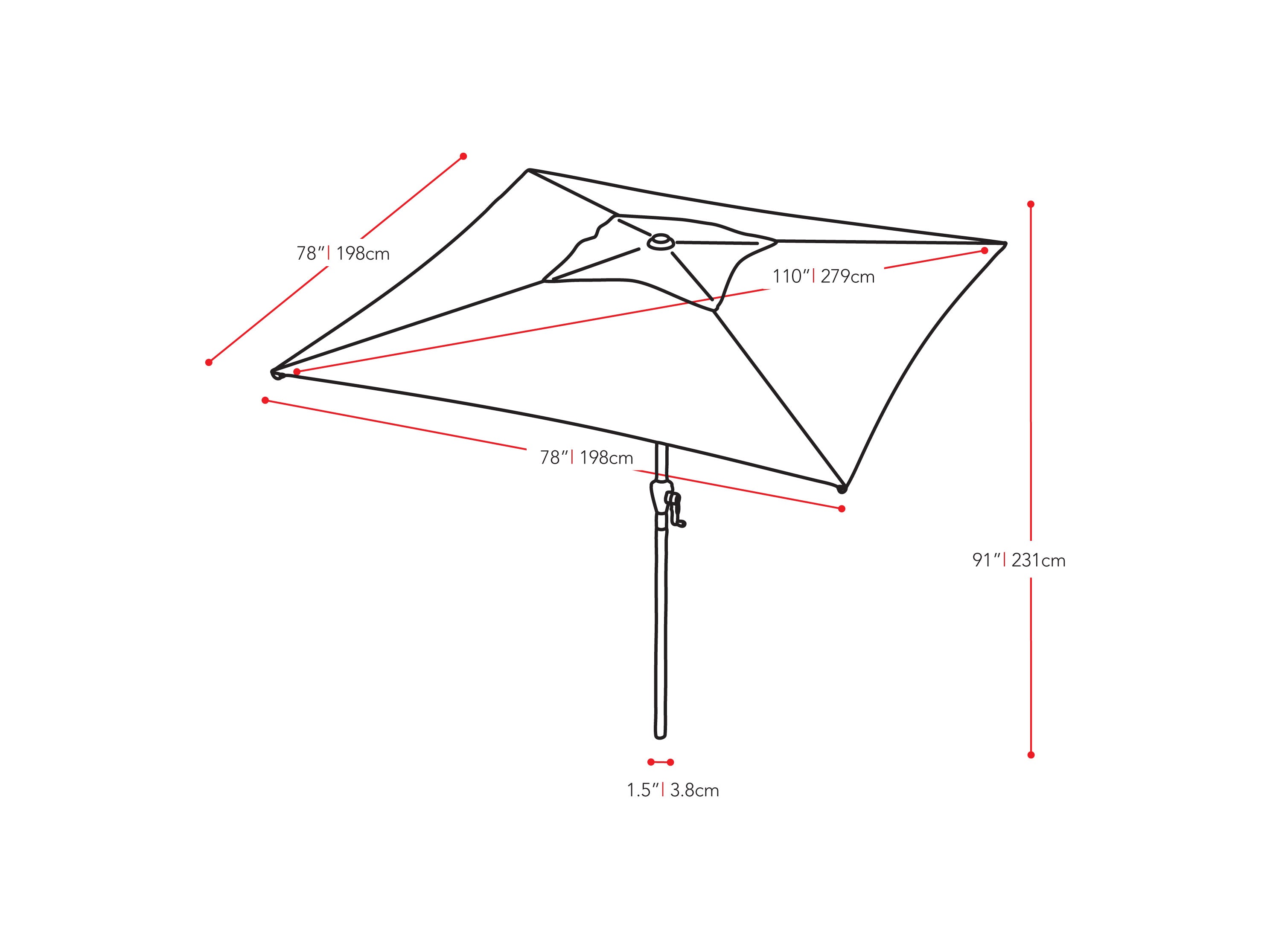 9ft Square Lime Green Patio Umbrella - UV Protection Outdoor Market Umbrella for Pool, Garden, and Backyard Relaxation