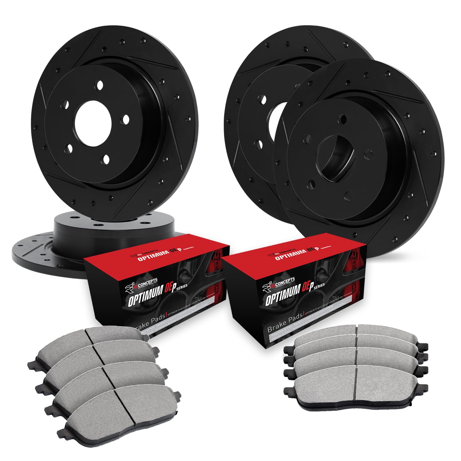 R1 Concepts Premium Front & Rear Brake Pads and Rotors Kit - OE Performance for 1994-1999 Land Rover Discovery | Smooth Stopping Power for Off-Road & Daily Driving