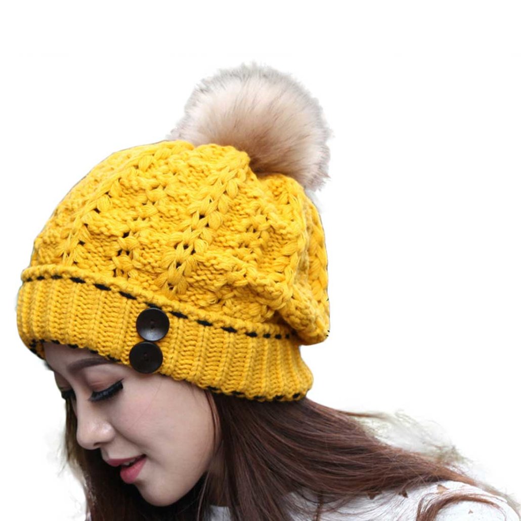 CXB1983(TM) Women's Winter Warm Knit Braided Beanie Hat with Earmuffs - Soft Fleece Lined Ski Cap for Cold Weather, Outdoor Activities, Snowboarding & Fashion