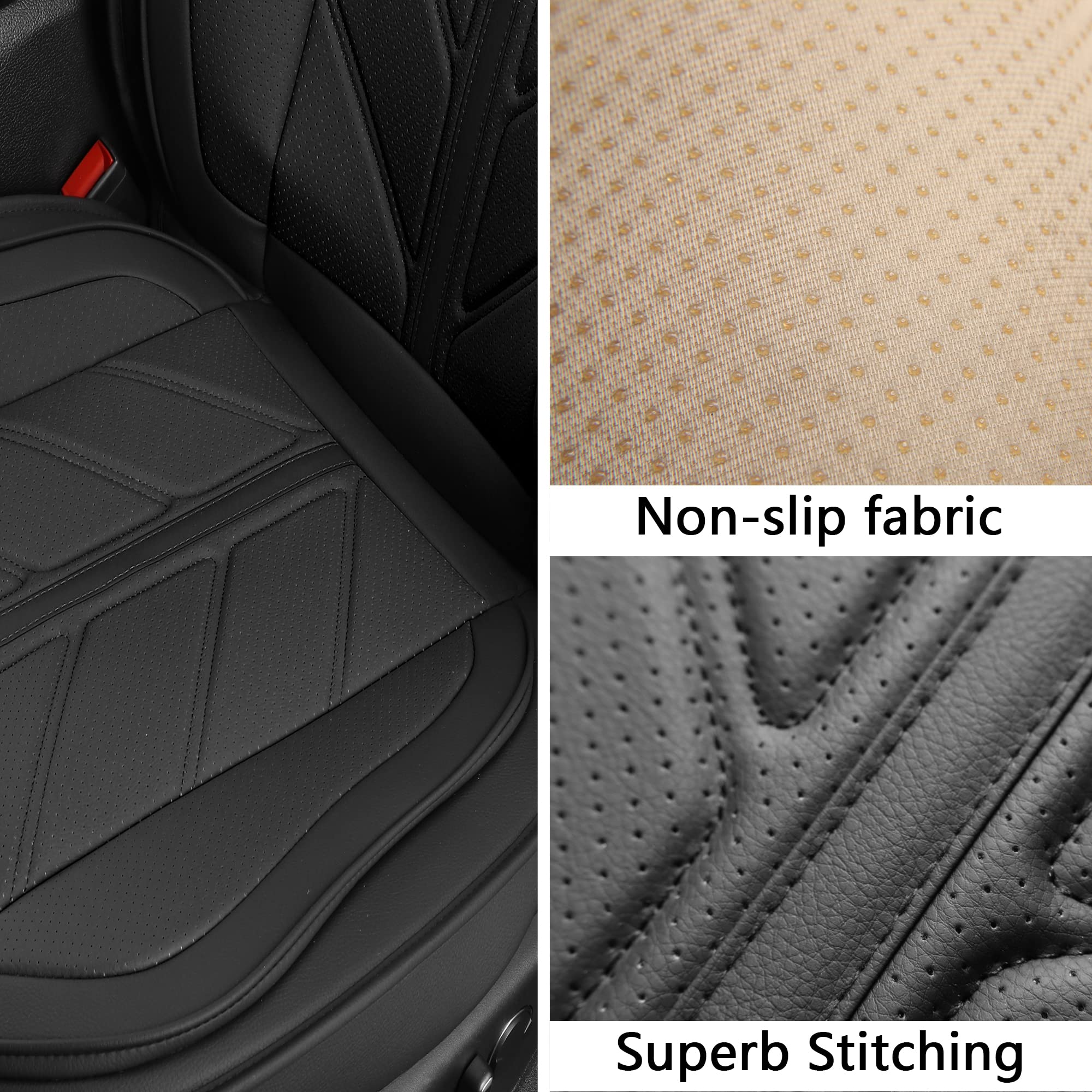 Dodge Ram 1500 2009-2024 Seat Covers - Premium Pleather Custom Fit for Ram 1500/2500/3500 Limited Laramie Big Horn Models - 5-Piece Full Set (Black) - Perfect for Truck Protection & Interior Upgrade