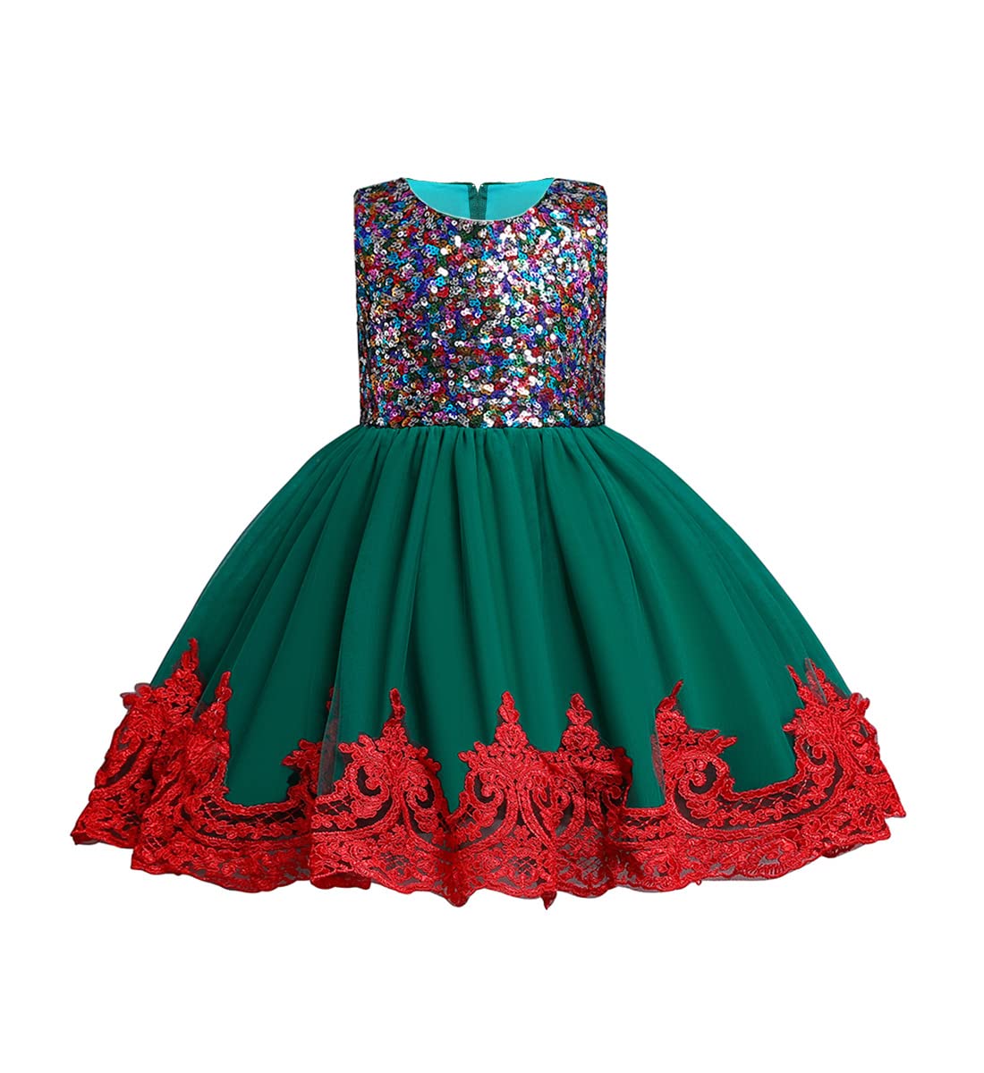 Christmas Party Dresses for Girls 3-12 Years - Sparkling Tulle Gown with Lace Trim & Sequins - Perfect for Holiday Celebrations, Pageants & Special Occasions