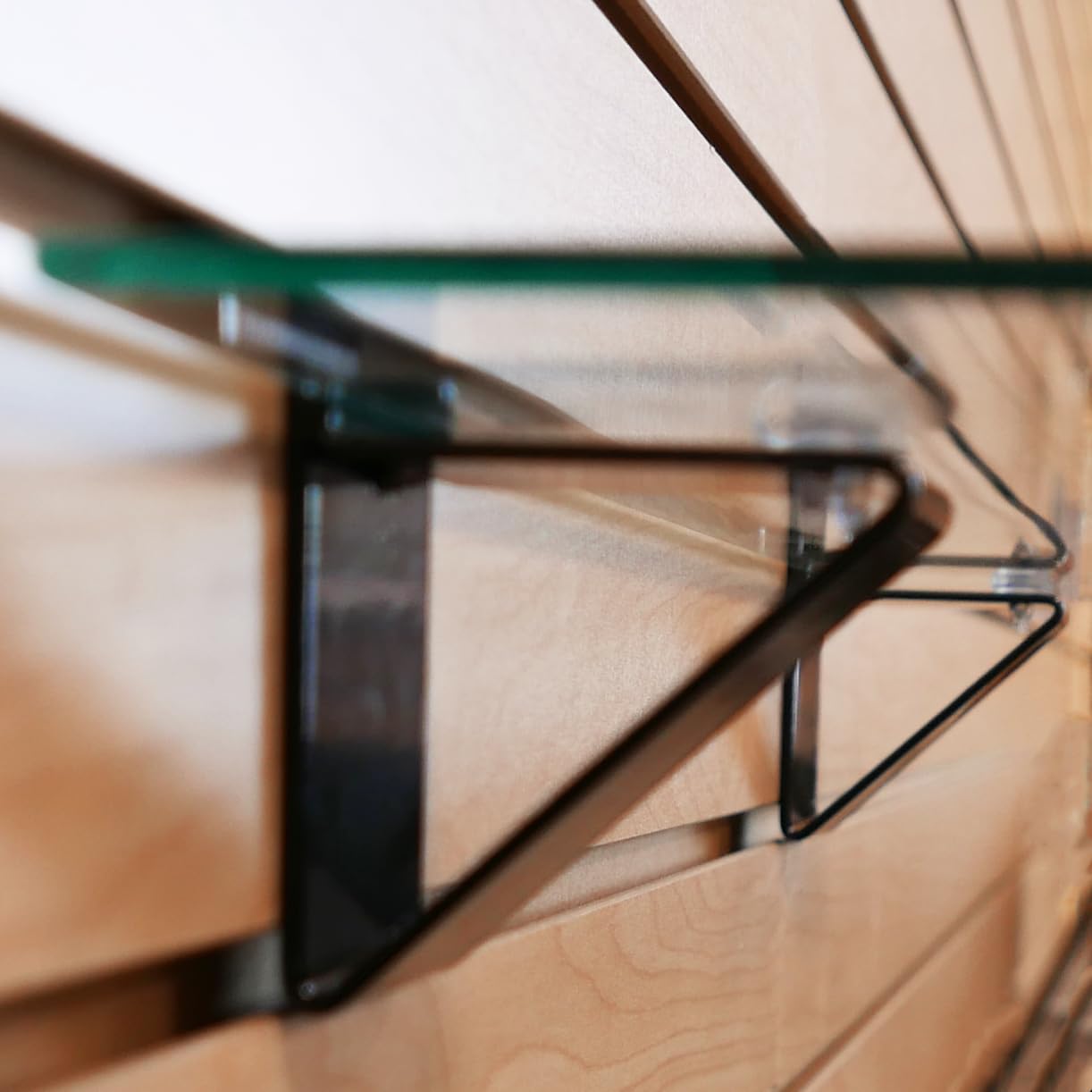 Slatwall Glass Shelf Brackets - 50 Pack Low Profile Black Supports for 12