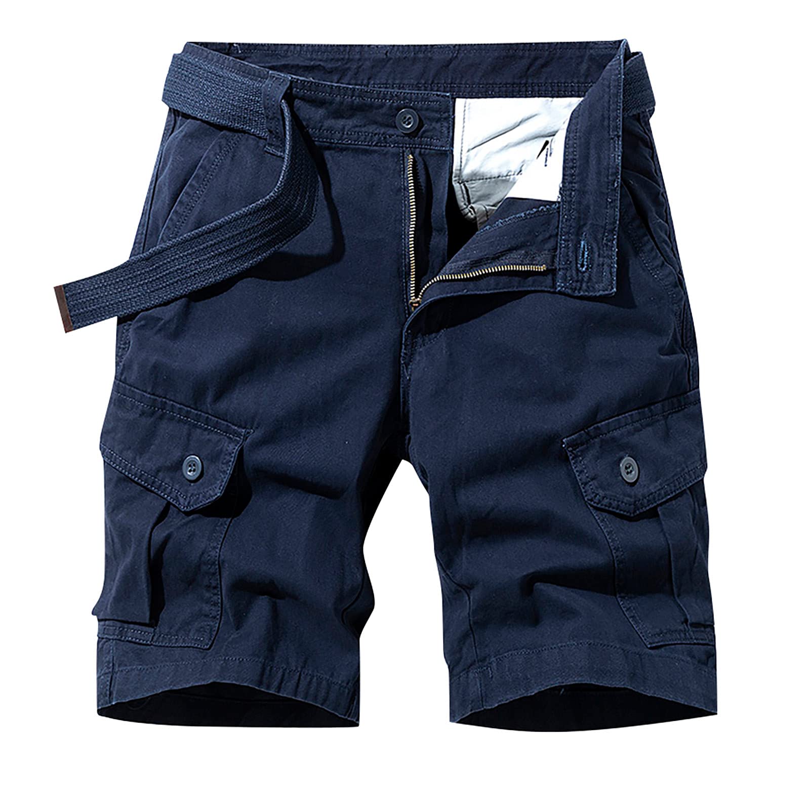 Men's Belted Cargo Shorts - Athletic Running Shorts with Pockets | Summer Workout, Fishing & Mountain Biking Shorts for Outdoor Activities