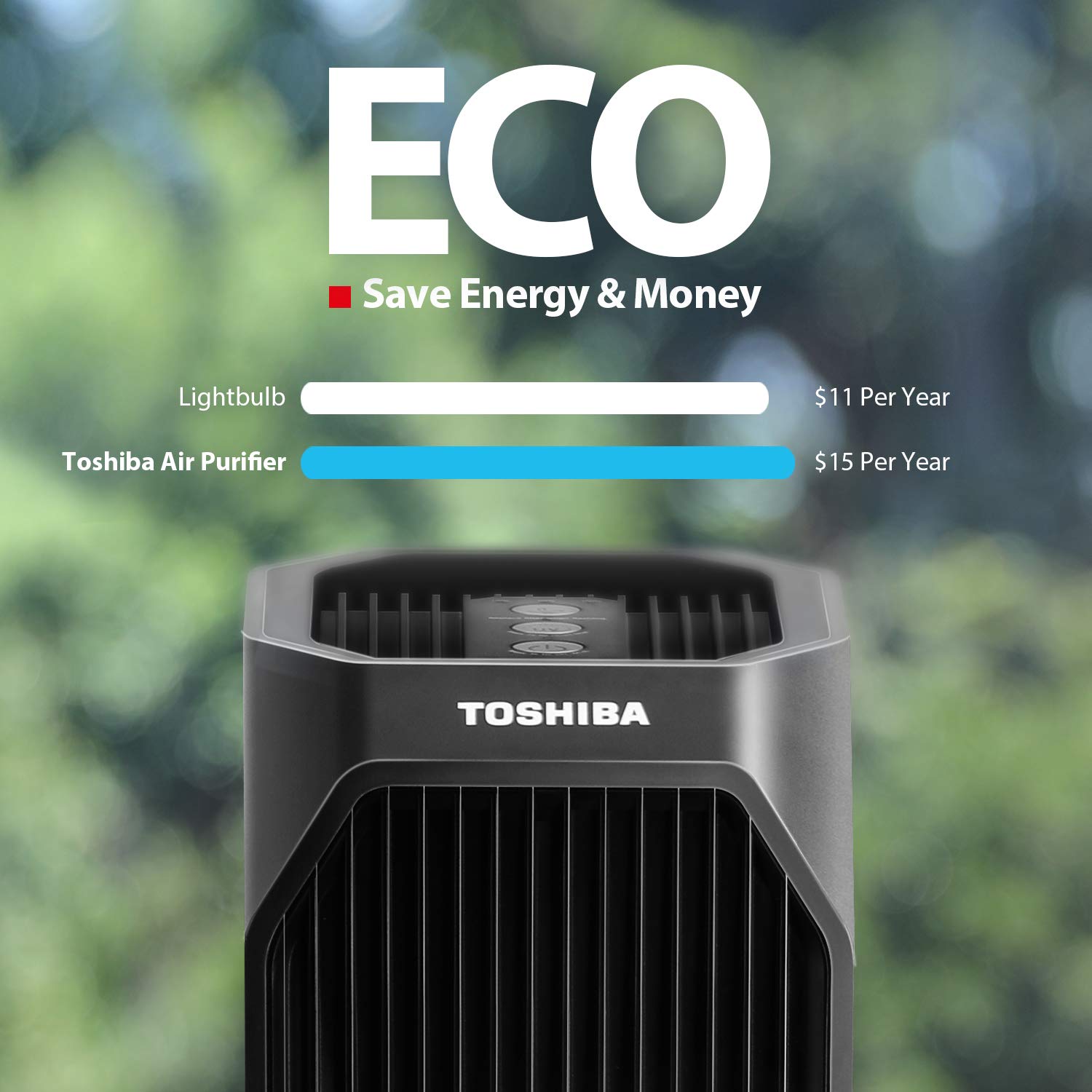 Toshiba CAF-W36USW Air Purifier with UV Light Sanitizer - Eliminates Smoke, Dust, Odors, Pollen & Pet Hair - Ideal for Home, Office & Bedroom Use - Black
