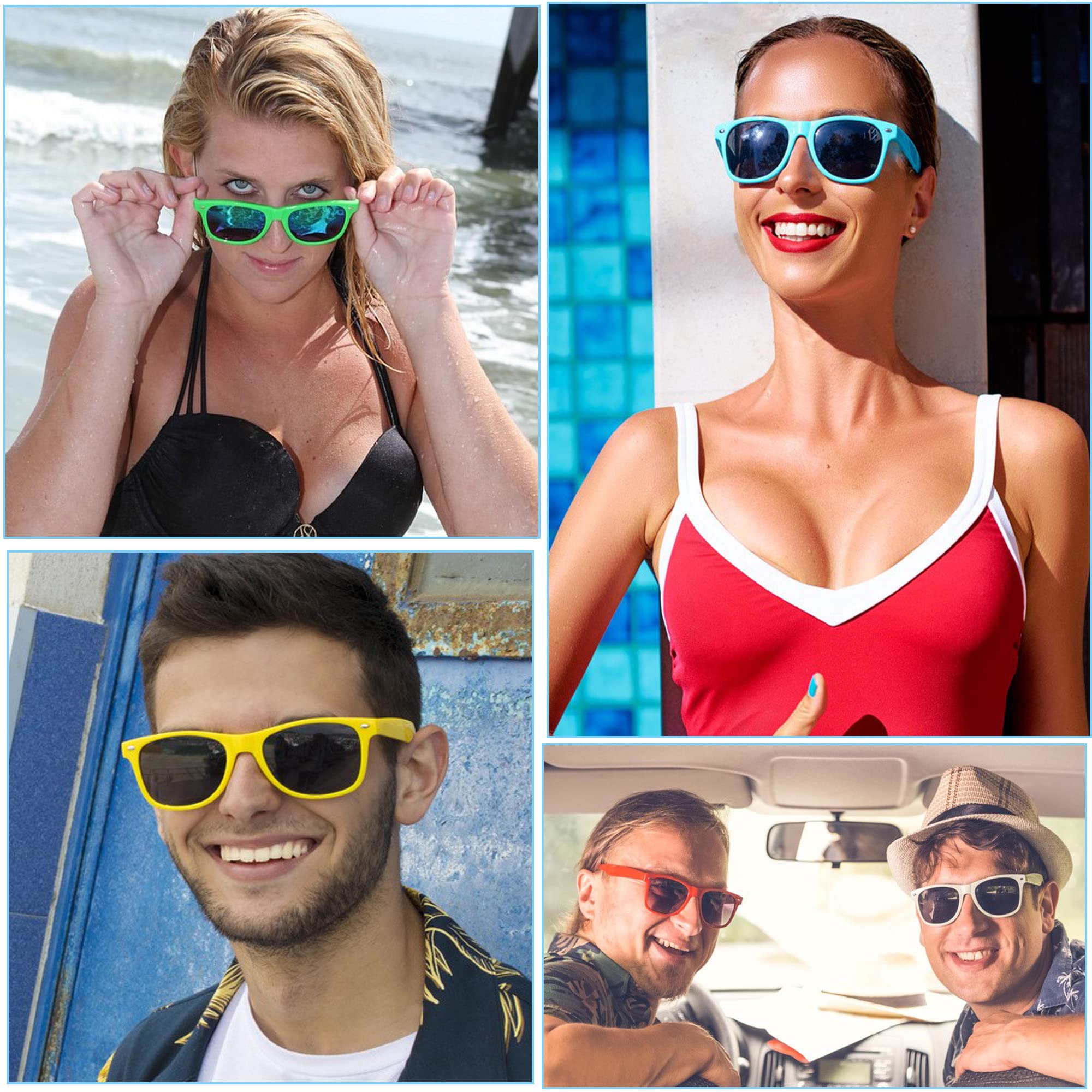 8/12/18 Pack Neon Sunglasses Bulk - Colorful Retro Party Sunglasses Multipack for Men & Women - Perfect for Beach, Pool, Festivals & Summer Events