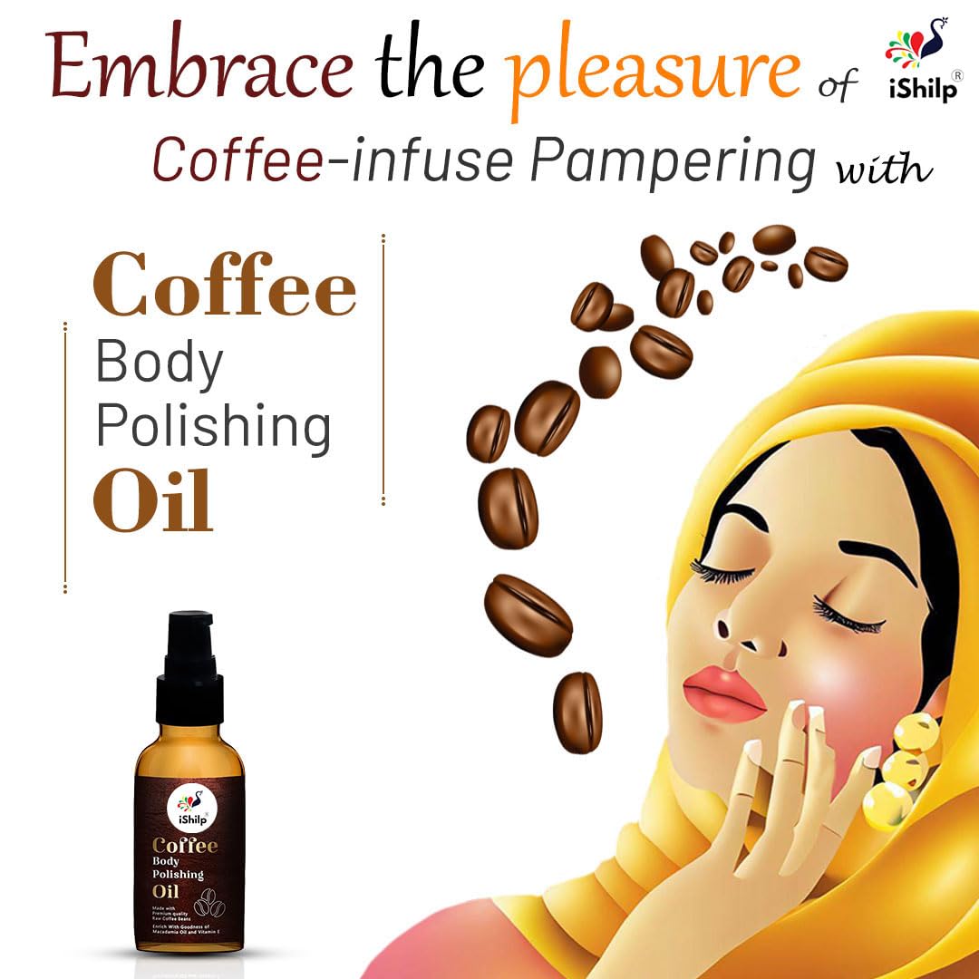 Premium Mocha Body Polishing Oil with Organic Coffee Beans, Macadamia Oil & Vitamin E - 100ml | Hydrating & Exfoliating Skin Care for Dry Skin - Perfect for Spa Day & Self-Care Routine